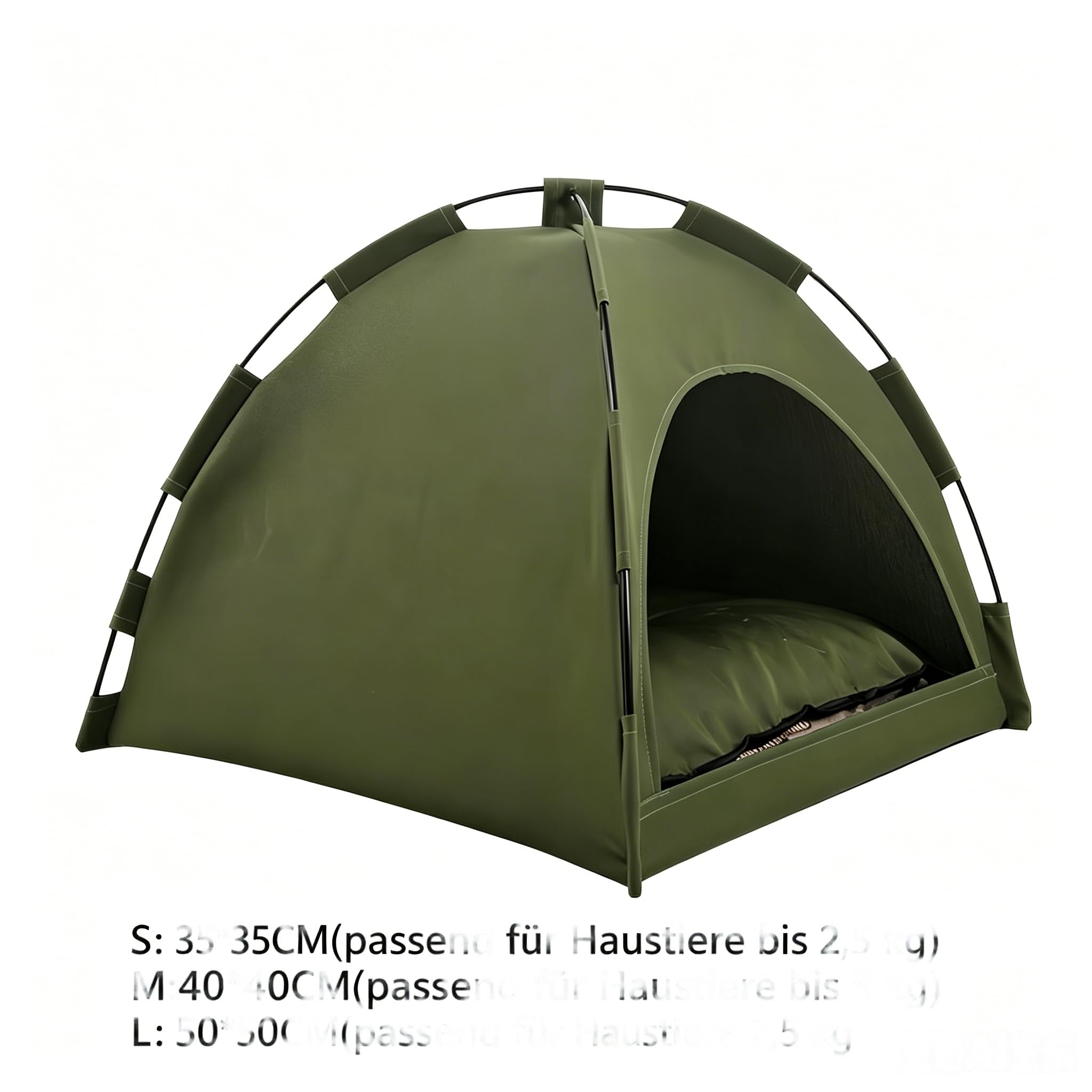 Tente tipi pour animaux de compagnie, tente pour chien et chat avec coussin en peluche, tentes pour animaux de compagnie, maisons pour chats et chiens (vert armée, L : 50 x 50 cm (convient aux animaux