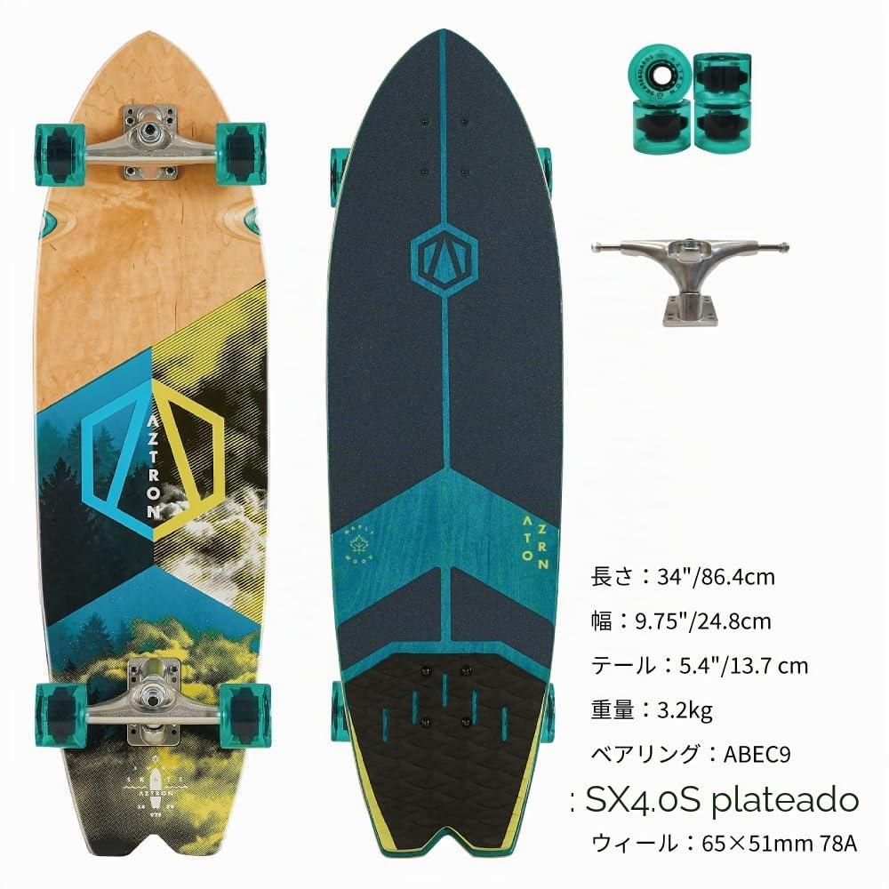 Aztron Surfskate Ocean Blue Black 36", (AK-304)