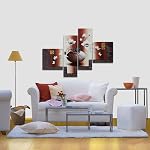 Wieco Art 4 Panels Elegant Flowers Large Modern 100% Hand Painted Gallery Wrapped Contemporary Abstract Floral Oil Paintings on Canvas Wall Art Ready to Hang for Living Room Bedroom Home Decorations L