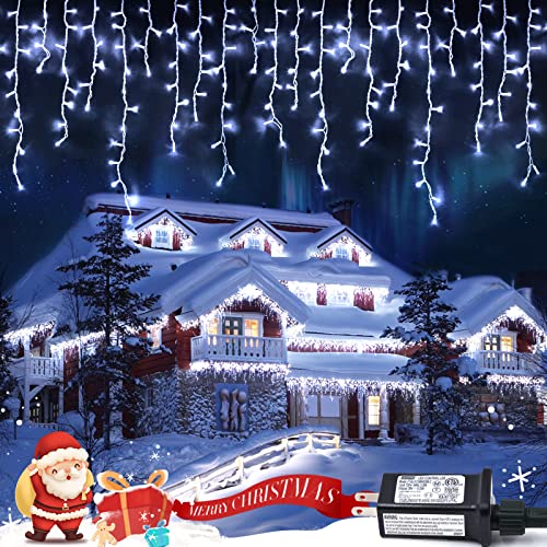 JMEXSUSS 77.6FT 800 LED Icicle Christmas Lights Outdoor, 8 Modes White Icicle Lights Outdoor Waterproof, Connectable Ice Lights Outdoor Christmas String Lights for House Wedding Christmas Decoration JMEXSUSS 77.6FT 800 LED Icicle Christmas Lights Outdoor, 8 Modes White Icicle Lights Outdoor Waterproof, Connectable Ice Lights Outdoor Christmas String Lights for House Wedding Christmas Decoration