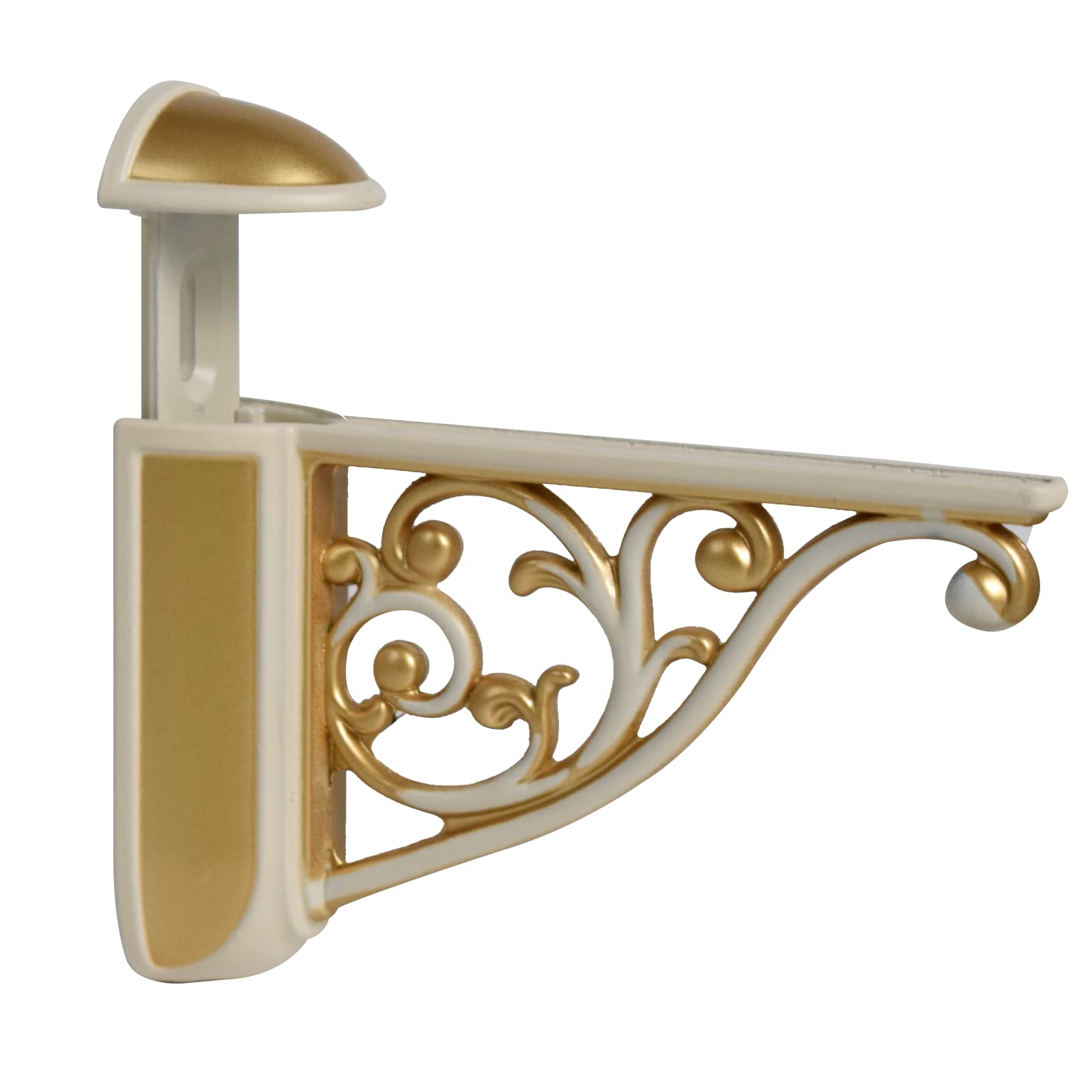 KHTUMEWARE-SMALL Antique Gold White Shelf Brackets 4.92 in (125 mm) 2-Pack
