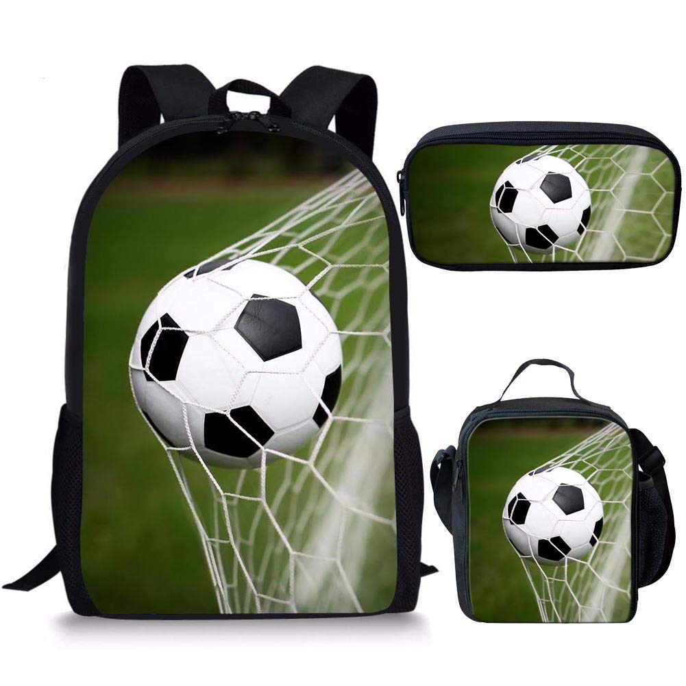 Sac à dos de football et sac à déjeuner 3 en 1 durable et léger pour garçons et filles, couleur, 5.0cm*10.5cm*20.5cm, trousse à crayons
