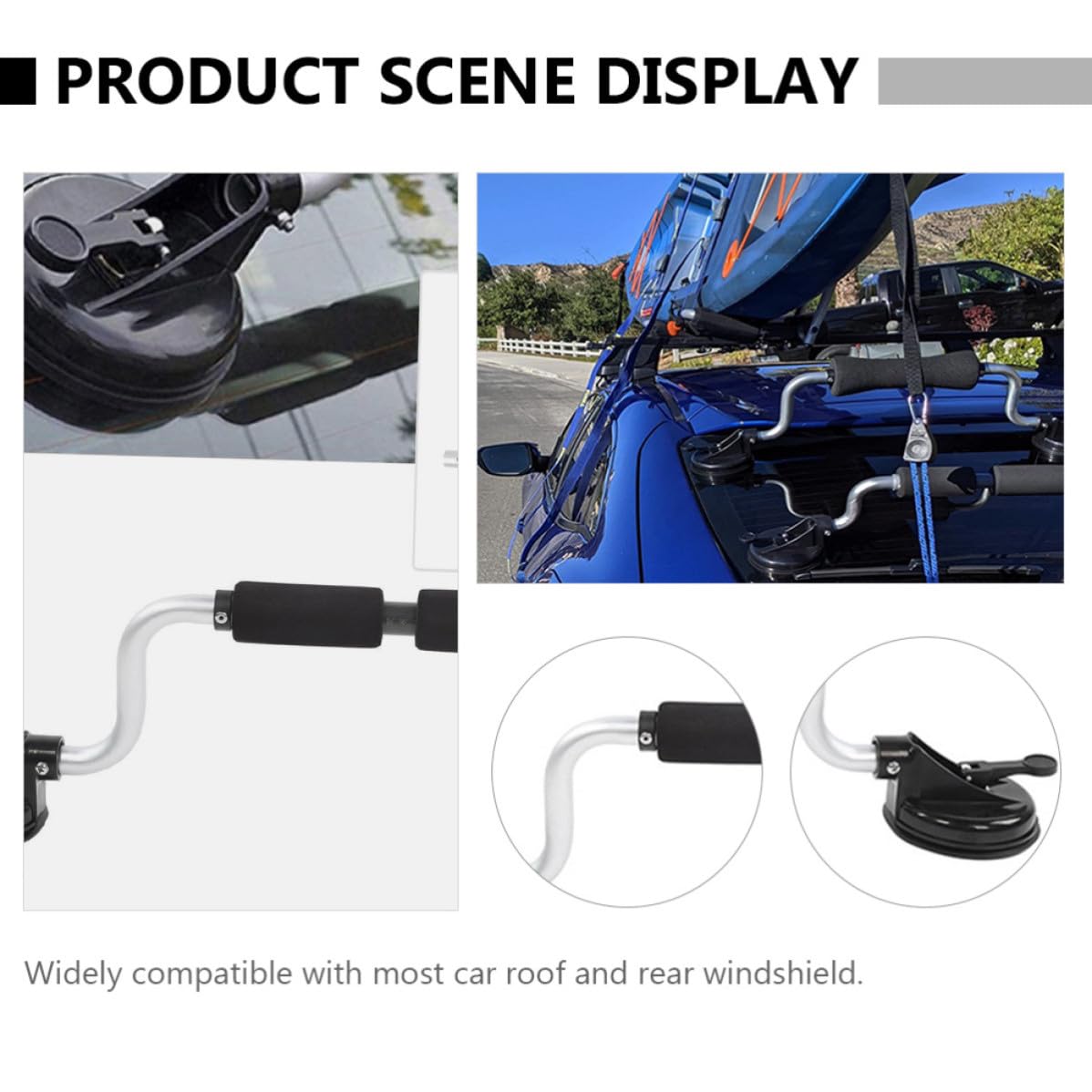 Rodillo con Ventosa para Kayak y Tabla de Surf, Soporte de Aleación de Aluminio con Almohadillas Protectoras, Asistencia de Carga para Techo de Coche, Capacidad Máxima 40kg