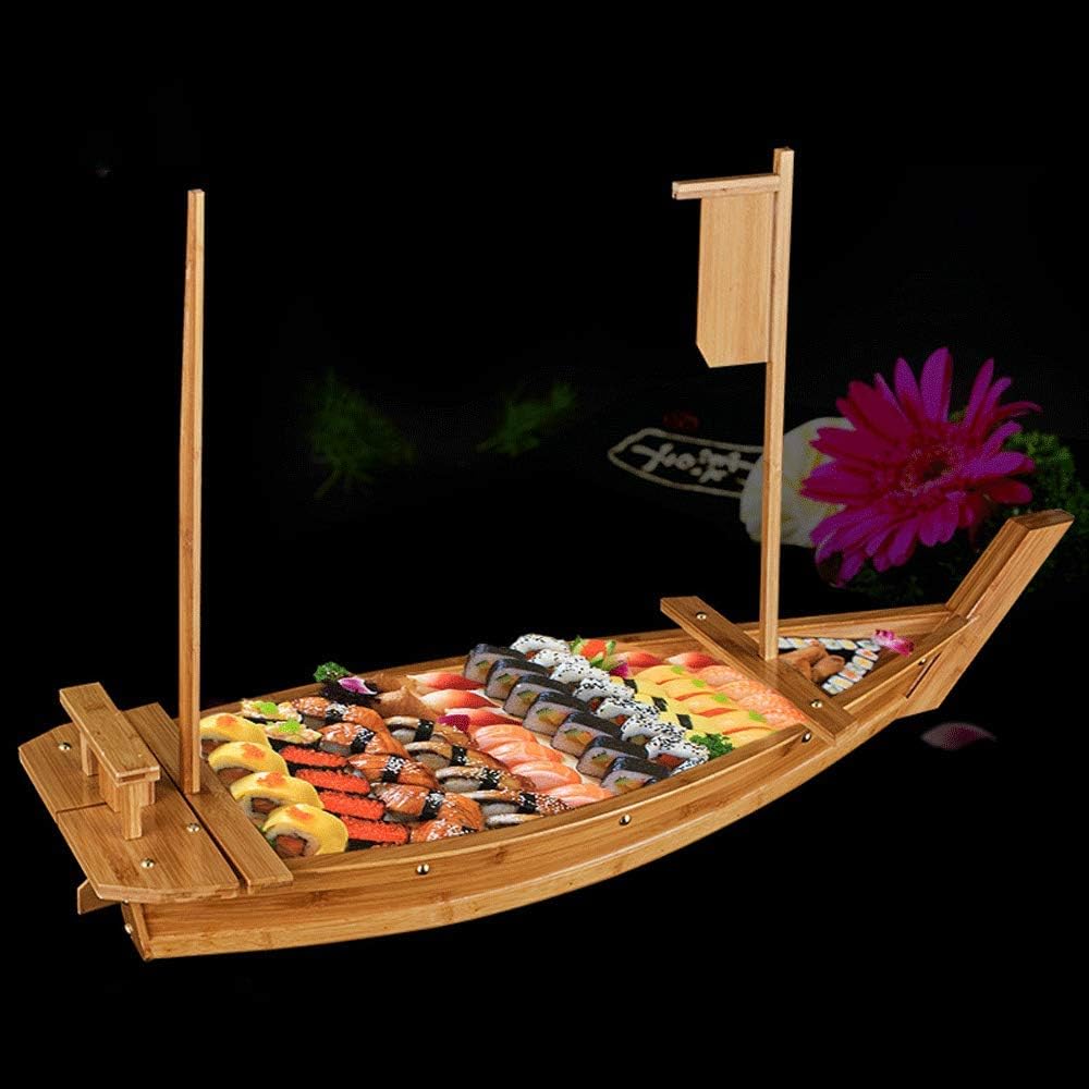 Assiette à Sushis En Bois Naturel, Grand Format 52 Cm, Imperméable