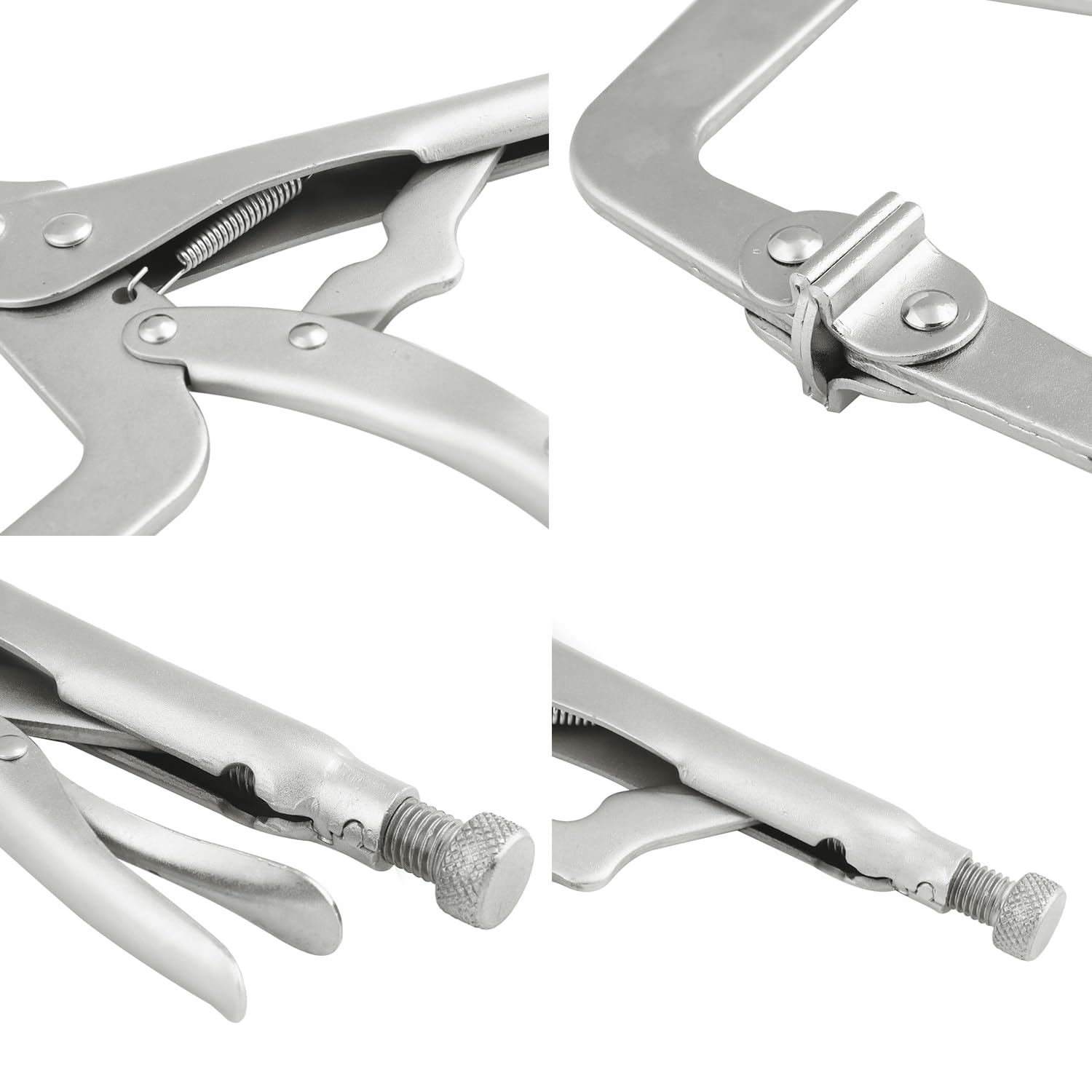 GENHAKON 4 Pack 14 Inch C Clamp Locking Pliers,Locking C Clamp, Adjustable Nickel Plated C Pliers For Wood Working, Welding, Electrician Maintenance - View #9