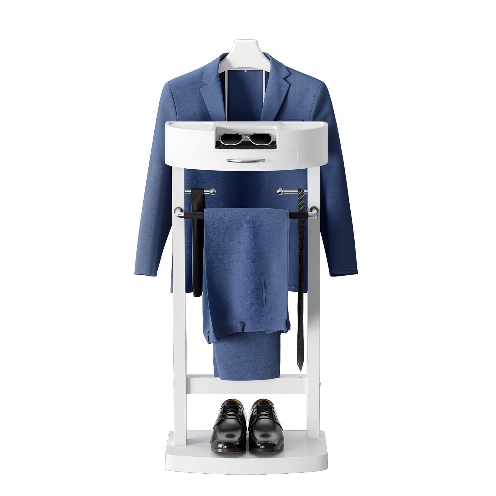 Wpptnsfy Men's A Wood Valet Stand With Tray, Clothes Valet Stand For Suit Valet Stand With Sturdy Base, For Entryway, Bedroom, Office 17X13.4x41.96in