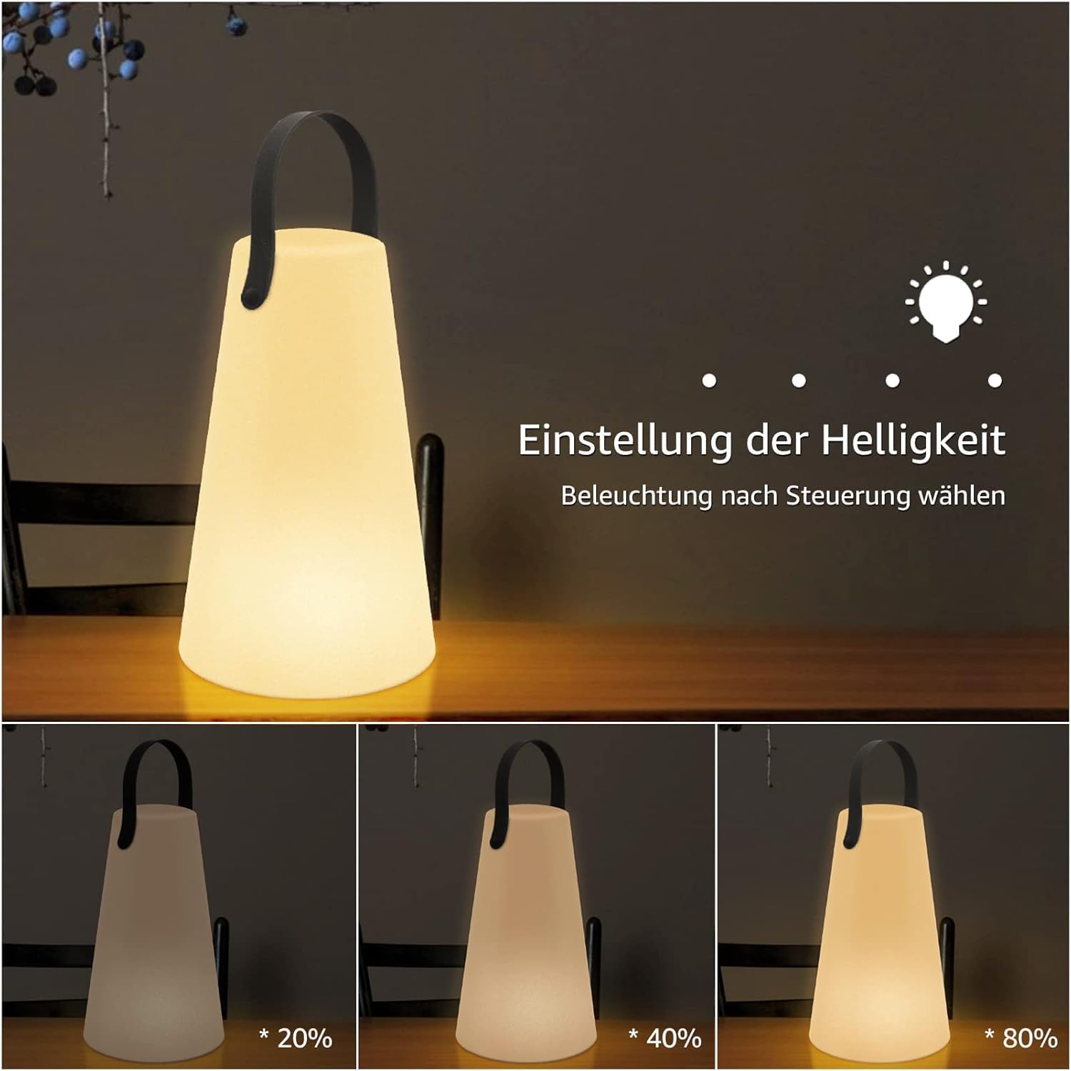 2er-Set LED Akku Tischlampe Outdoor Kabellos lampe Dimmbar, 8 Farben, USB Aufladbar Tragbare Campinglampe Laterne, IP44 Wasserdicht mit Fernbedienung für Balkon Garten Camping Gartendeko