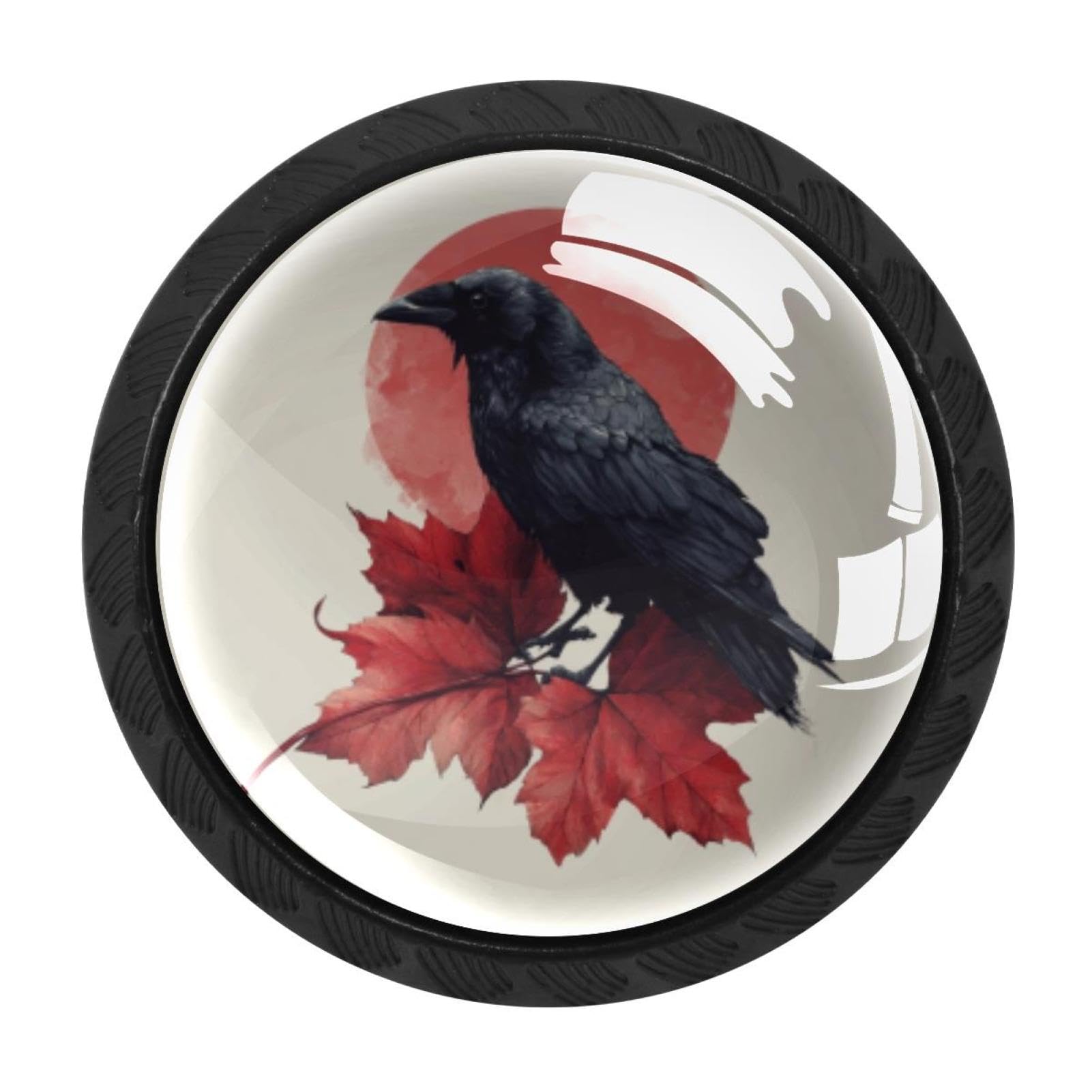 CHENZZZZ 4 Pack Crow Autumn Leaf (1) Kitchen Cabinet Knobs Drawer Knobs Door Dresser Handles for Personalized Gifts Great for Any Occasion
