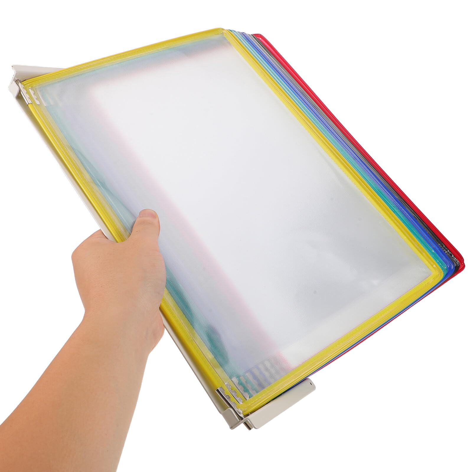 Porta Documenti Magnetico da Parete A4, 10 Tasche in Pvc | Spazio per Fino a Dieci Fogli, Uso in Ufficio Domestico e Riunioni, Struttura Magnetica Ferro