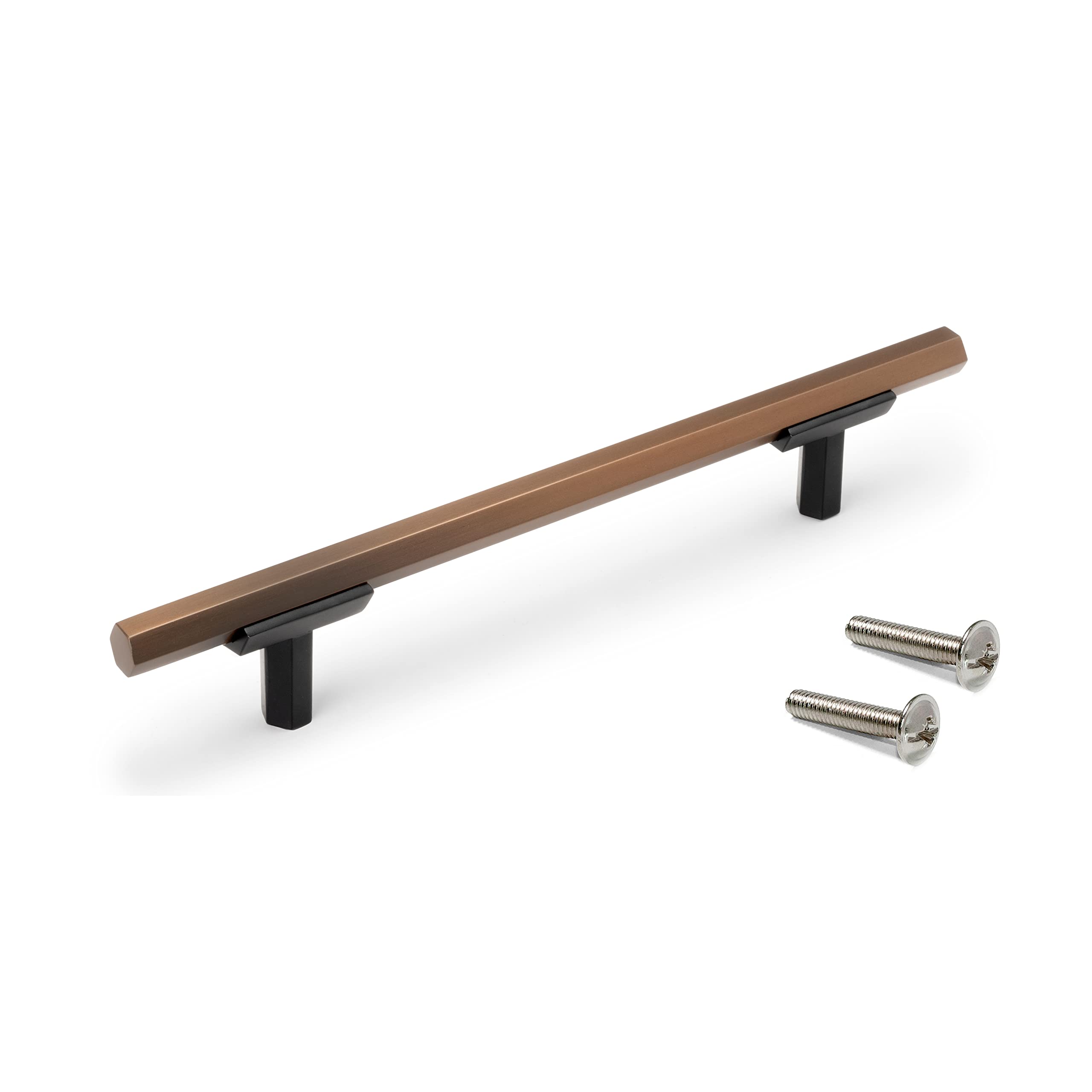 EmucaRiad Furniture Handle, 128 mm Interaxis (5 inch), L 168mm (6,6 inch), Bronzed, Aluminium, 5 un