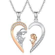 MEDWISE Sterling Silver Mother Daughter Necklace Matching Necklace | Hypoallergenic Jewelry Unisex Exquisite Daily Birthday Anniversary Christmas Valentine's Day Gifts with Jewelry Box