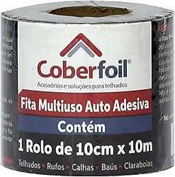 Fita Manta Asfáltica Adesiva Multiuso Metalizada 10cmx10m Auto Colante Vedação para Telhados Calhas Rufos Alta Resistência e Durabilidade Vazamentos Vedação Refletiva Aluminizada