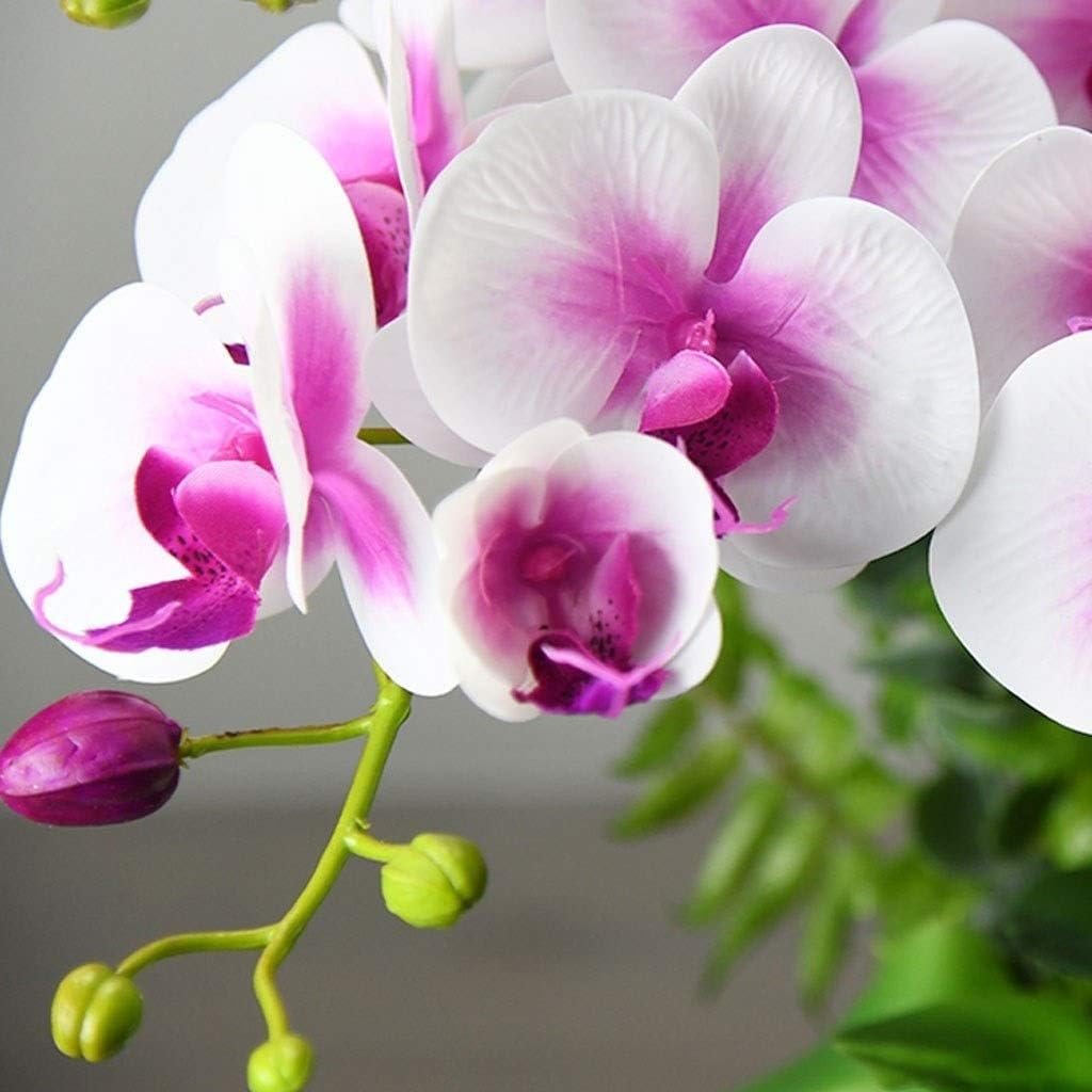 Orquídeas Artificiales De Tela De Seda, Flores Artificiales con Jarrón, Orquídea Artificial En Maceta De 55 Cm, Flores Artificiales De Phalaenopsis,A-55cm