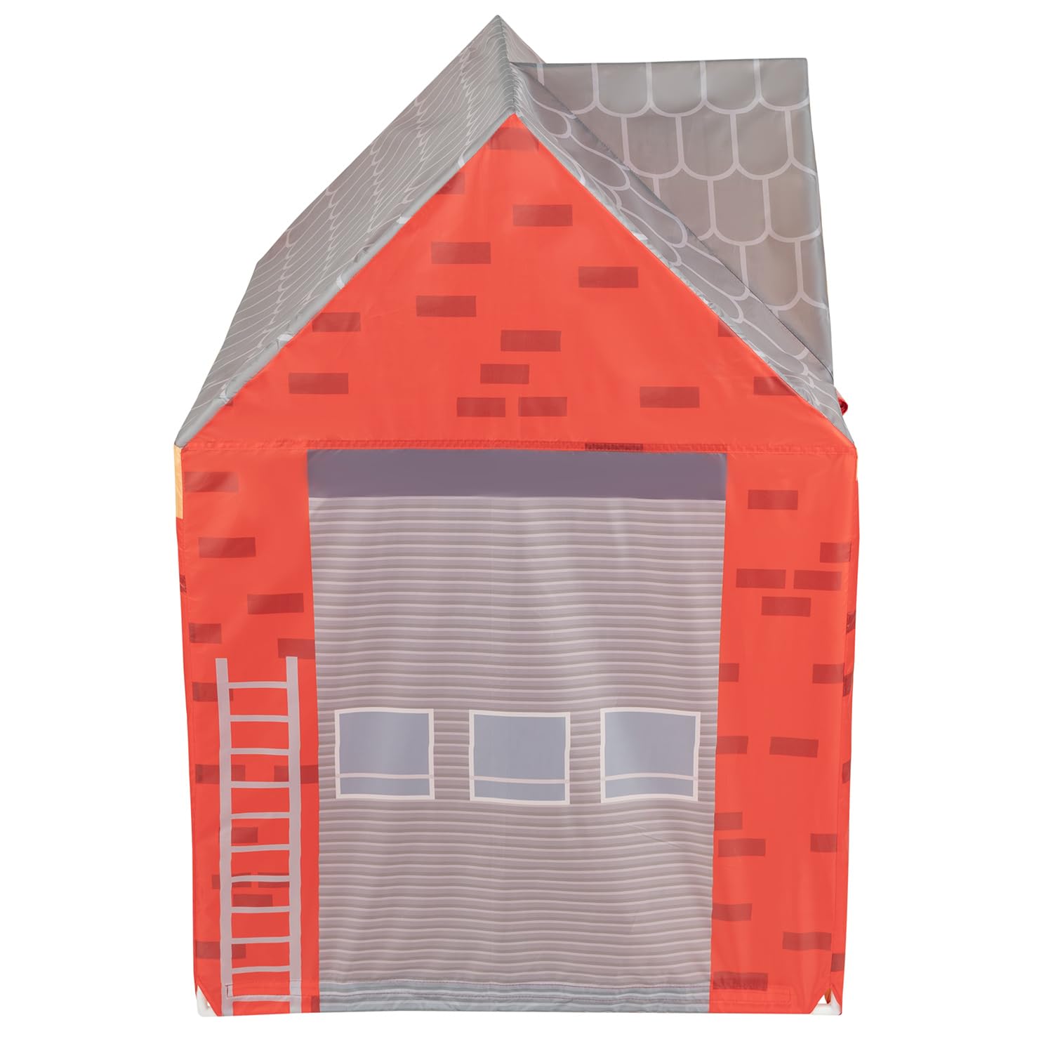 Selonis Spielhaus Spielzelt Feuerwehrhaus Keine Bälle Faltbares Für Kinder Realistisches Design Langlebige Und Sichere Leicht Zu Montieren Drinnen Und Draußen, Rot-Grau