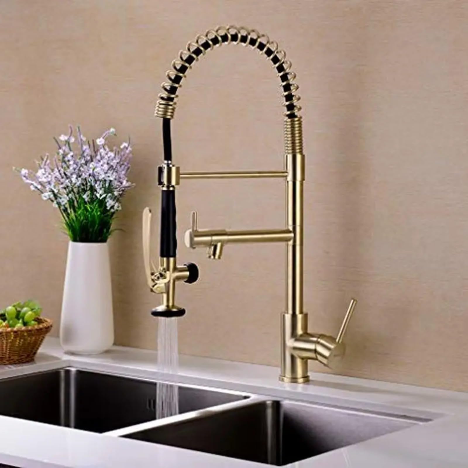 Robinet de cuisine professionnel douchette extractible grand évier