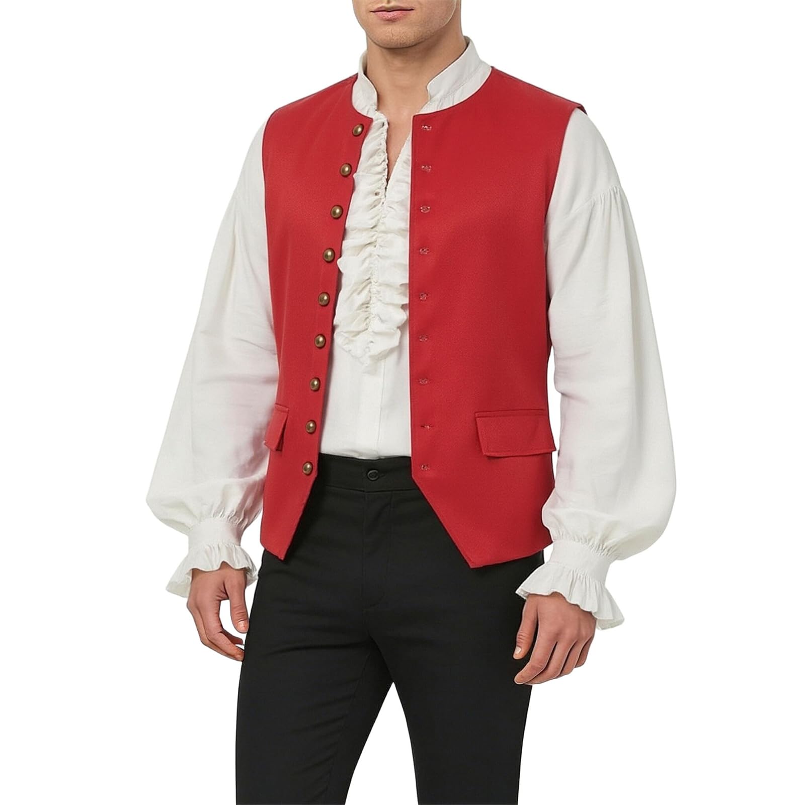 Men Colonial Vest Renaissance Medieval Viking Costume Gothic Steampunk Halloween Cosplay Waistcoat