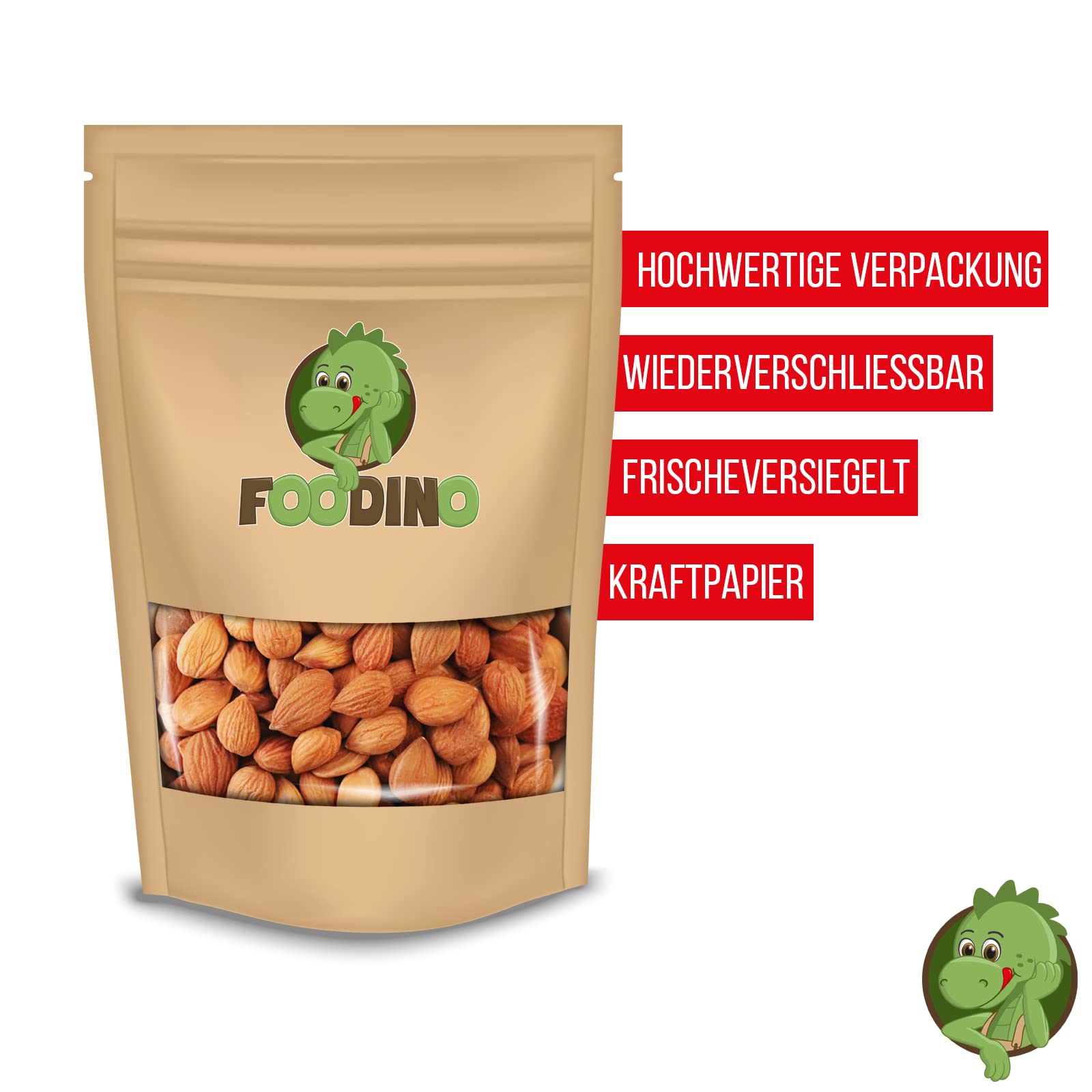 Aprikosenkerne bitter ganz naturbelassen ungesalzen ungeschwefelt unbehandelt ungeröstet Natural 1000g - 5kg wiederverschließbar Premium Qualität FOODINO (1000g Beutel)