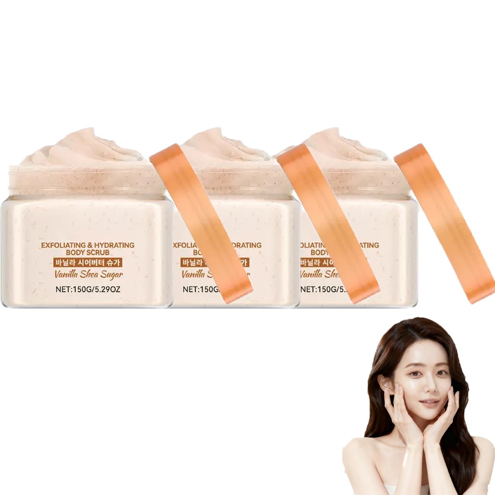 Waniliowy peeling do ciała, koreański środek do mycia twarzy, peeling do ciała, nawilżający i pielęgnujący, do strefy bikini, szyi, suchej i matowej skóry. (3 szt.)
