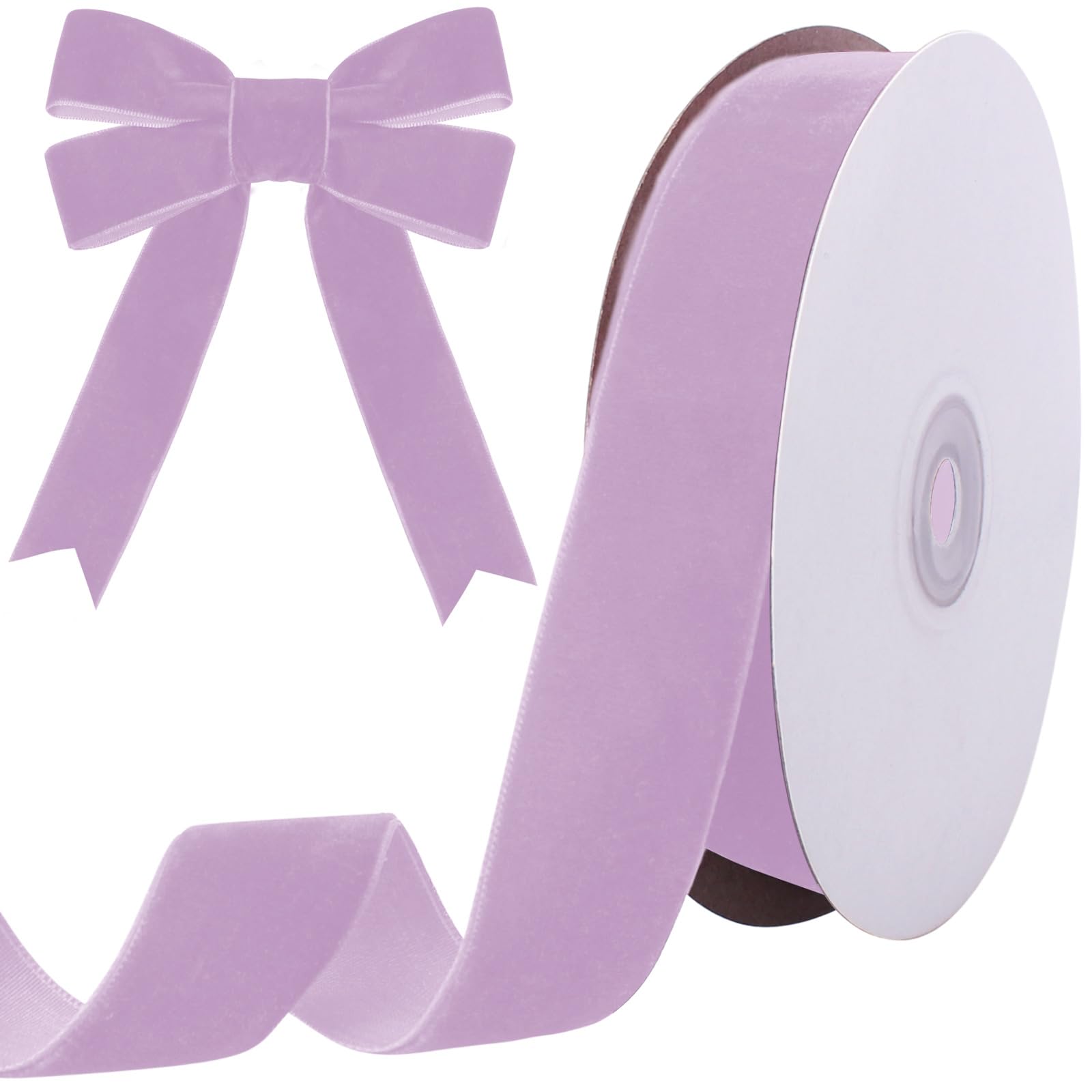 Tsorode 10 Yards Light Purple Velvet Ribbon for Christmas Tree, 1 Inch