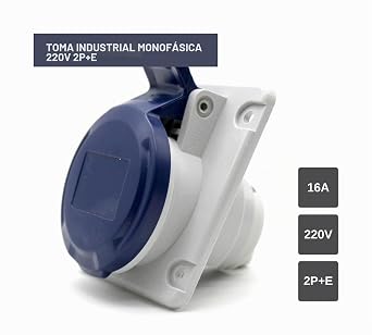 DOJA Industrial | INDUSTRIAL BASE FEMALE 220V - IP44 | 16A - 2P+T (3 Poles) | Recessed Single Phase Wall Base | Industrial 3 Pin Plug | Caravan Plug, Camping Connector