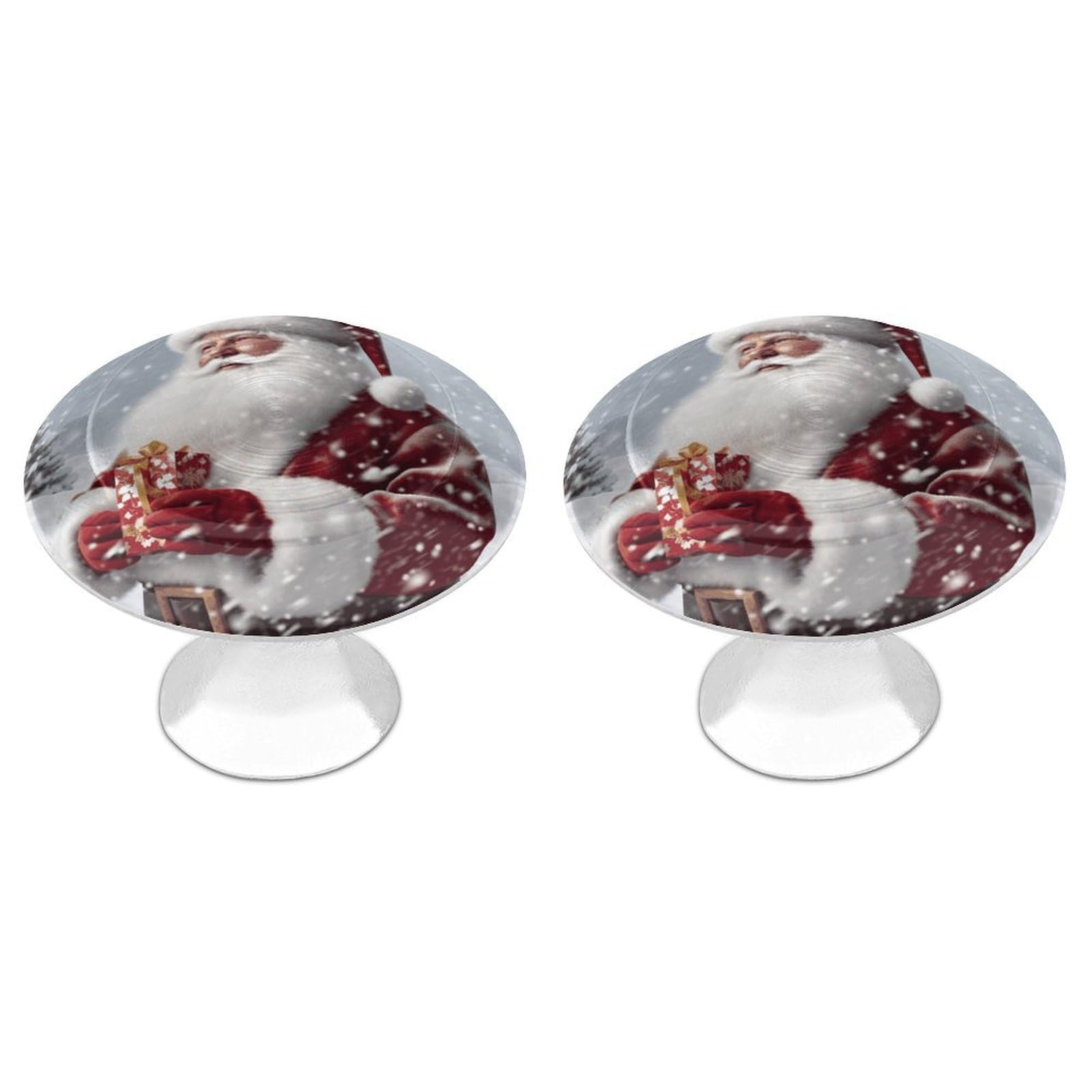 JTREHY Santa Claus Snow Secenry Cabinet Knobs Stainless Steel Aluminum Alloy Cabinet Handles Retro Round Drawer Pulls for Kitchen Bedroom Dresser Furniture Hardware Pulls 2 Pack