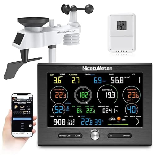 YuqiaoTime 0370 WiFi Weather Station 7 in 1 Rain Gauge Weather Forecast Weathercloud Temperature Humidity 8 Channels(0370)