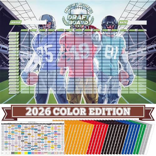 Fantasy Football Draft Board 2026-2027 Season Kit 14 Teams 20 Rounds