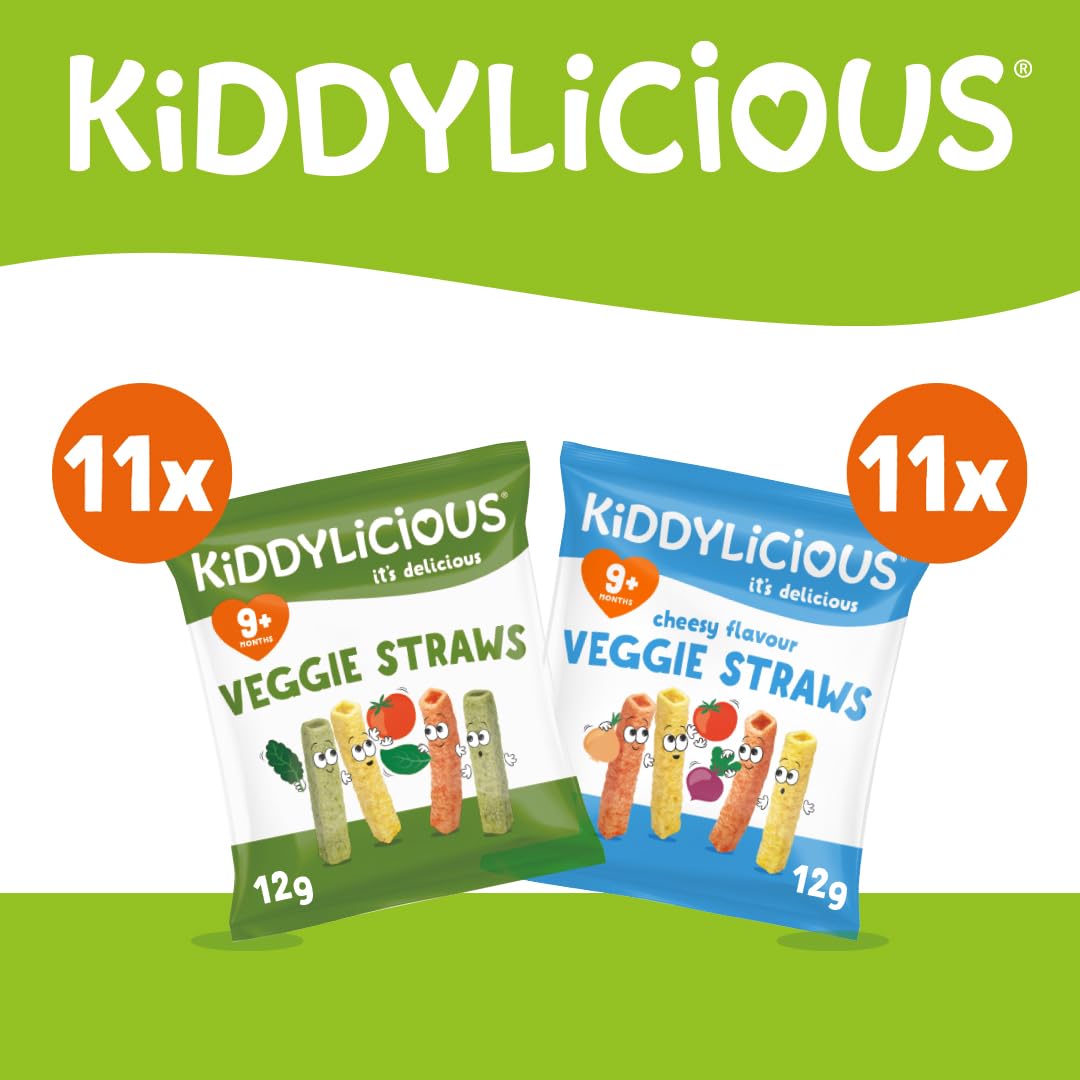 Kiddylicious Veggie Straws Mix Pack 22x12g 264g Snacks para Bebés a Partir de 9 Meses