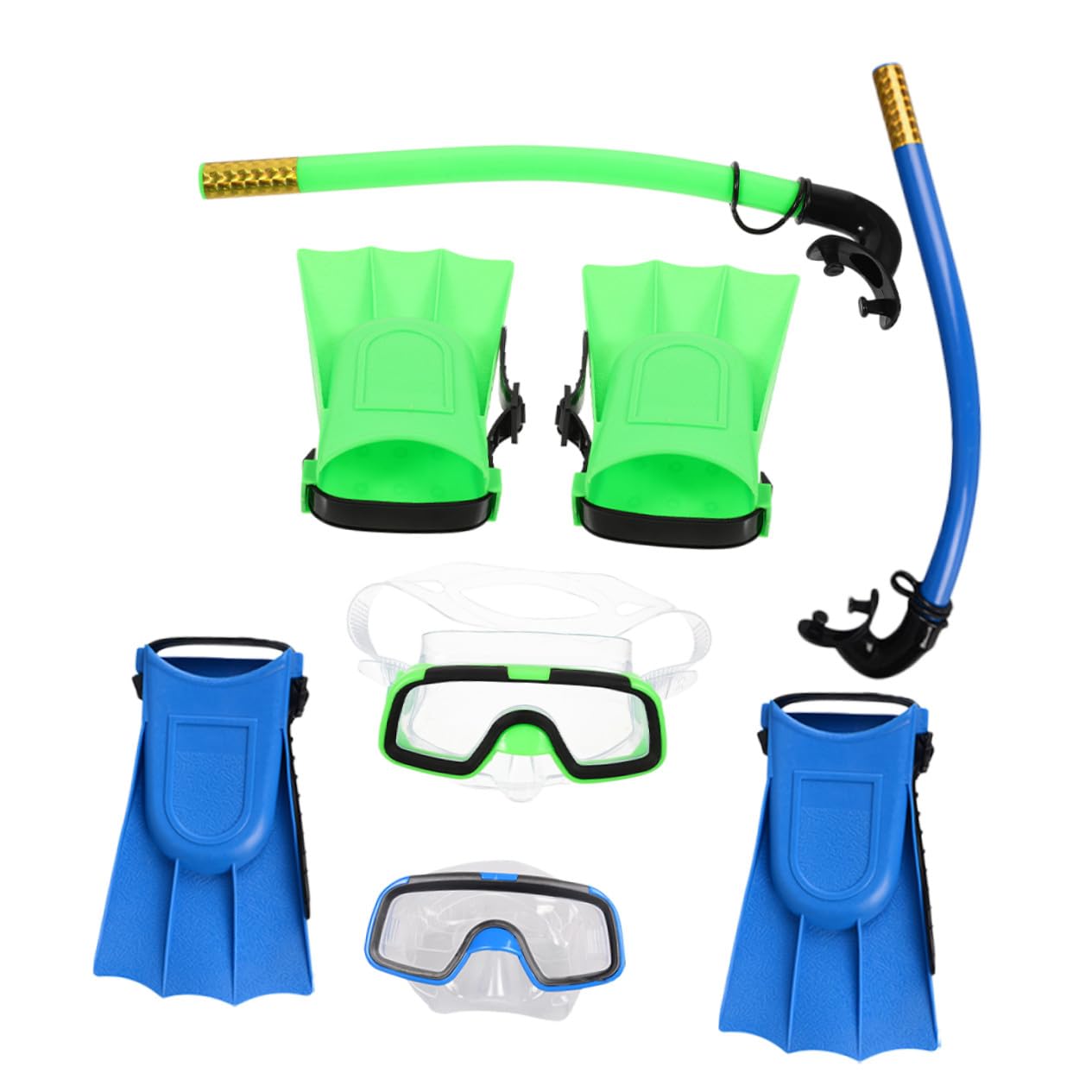 Toddmomy Snorkel para Gafas de Buceo Antiniebla y Aletas Ajustables Panorámica con Tecnología Anti-Fugas para Visión Clara y Natación y Buceo Incluye Gafas y Tubo Snorkel Azul y Verde