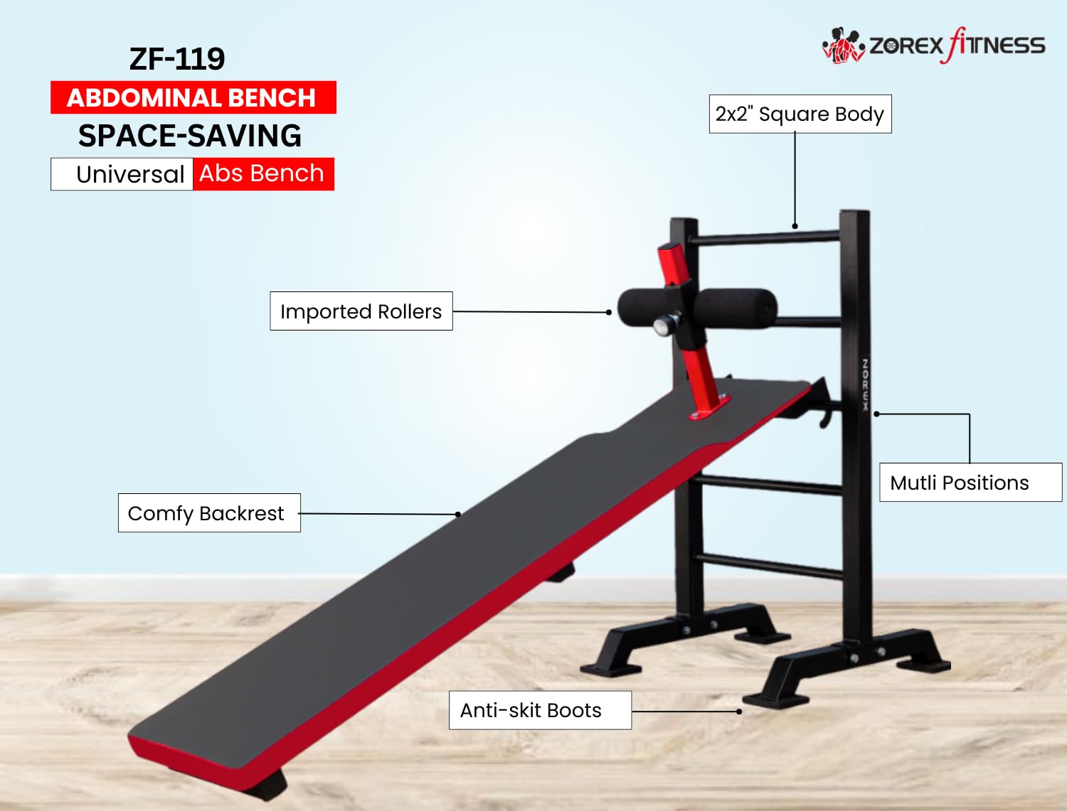 Zorex Fitness ZF-119 Abdominal Abs Exercise Bench Abs Workout