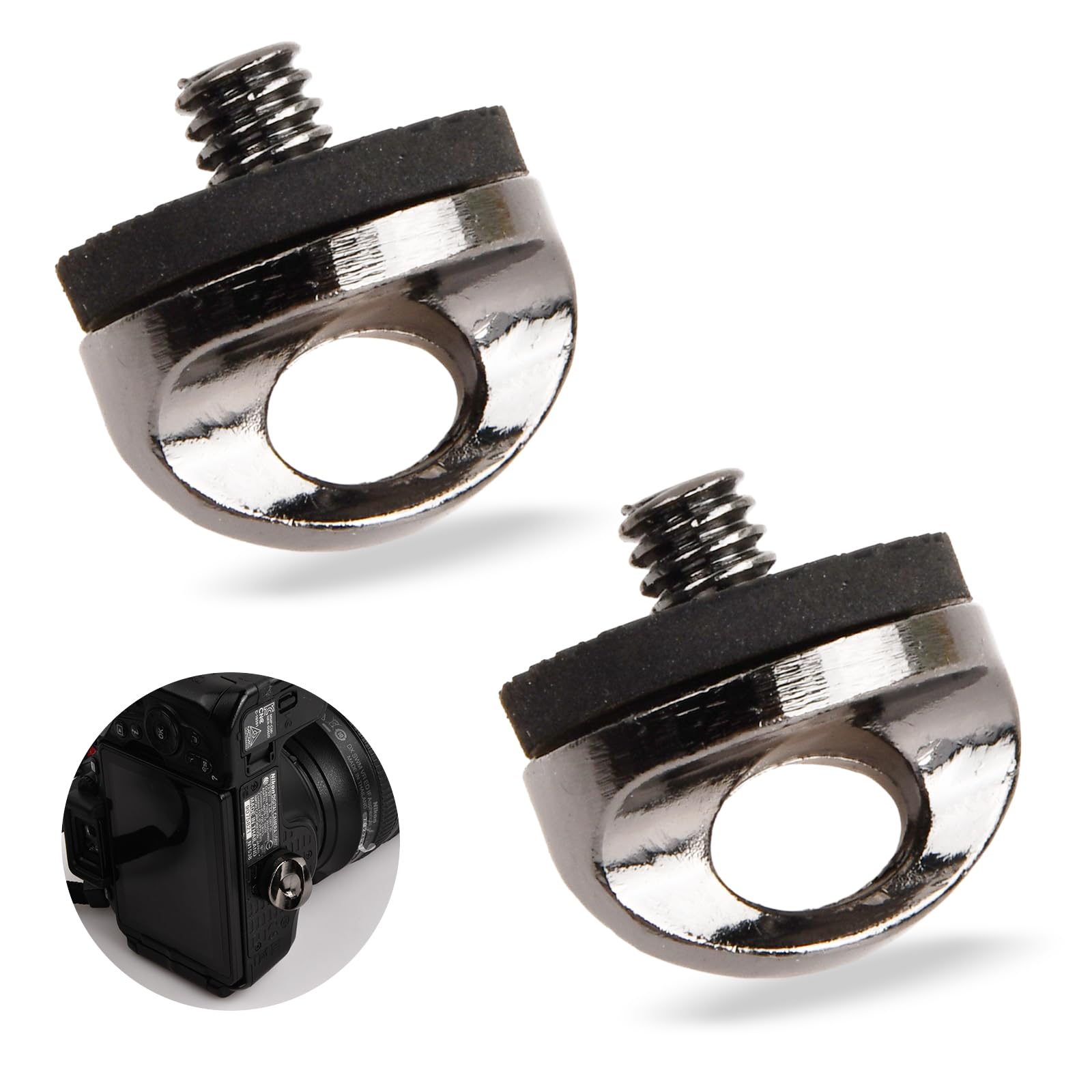 2 Vite Adattatore Per Cinghia Fotocamera - Gancio D-Ring 1/4 Pollice Per Treppiedi - Foto 2