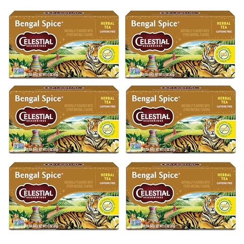 Celestial Seasonings Bengal Spice Herbal Tea, Caffeine Free, 20 Tea Bags Box (Pack of 6)