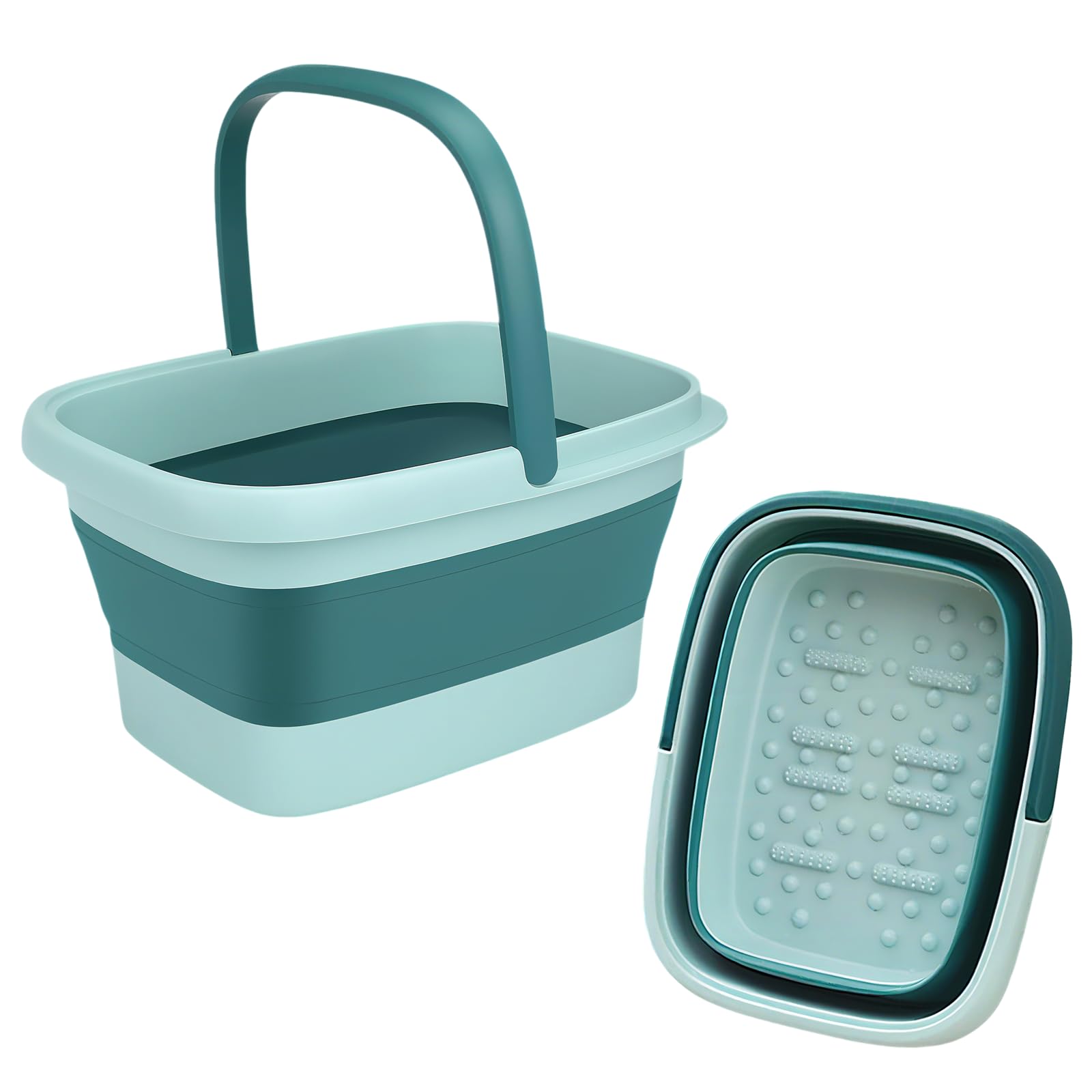 Bain de Pieds Pliable avec Massage – Bassine Spa Pieds avec Poignée pour Relaxation et Soins des Pieds, Bassine Massage Pieds Compacte pour Maison (Vert)