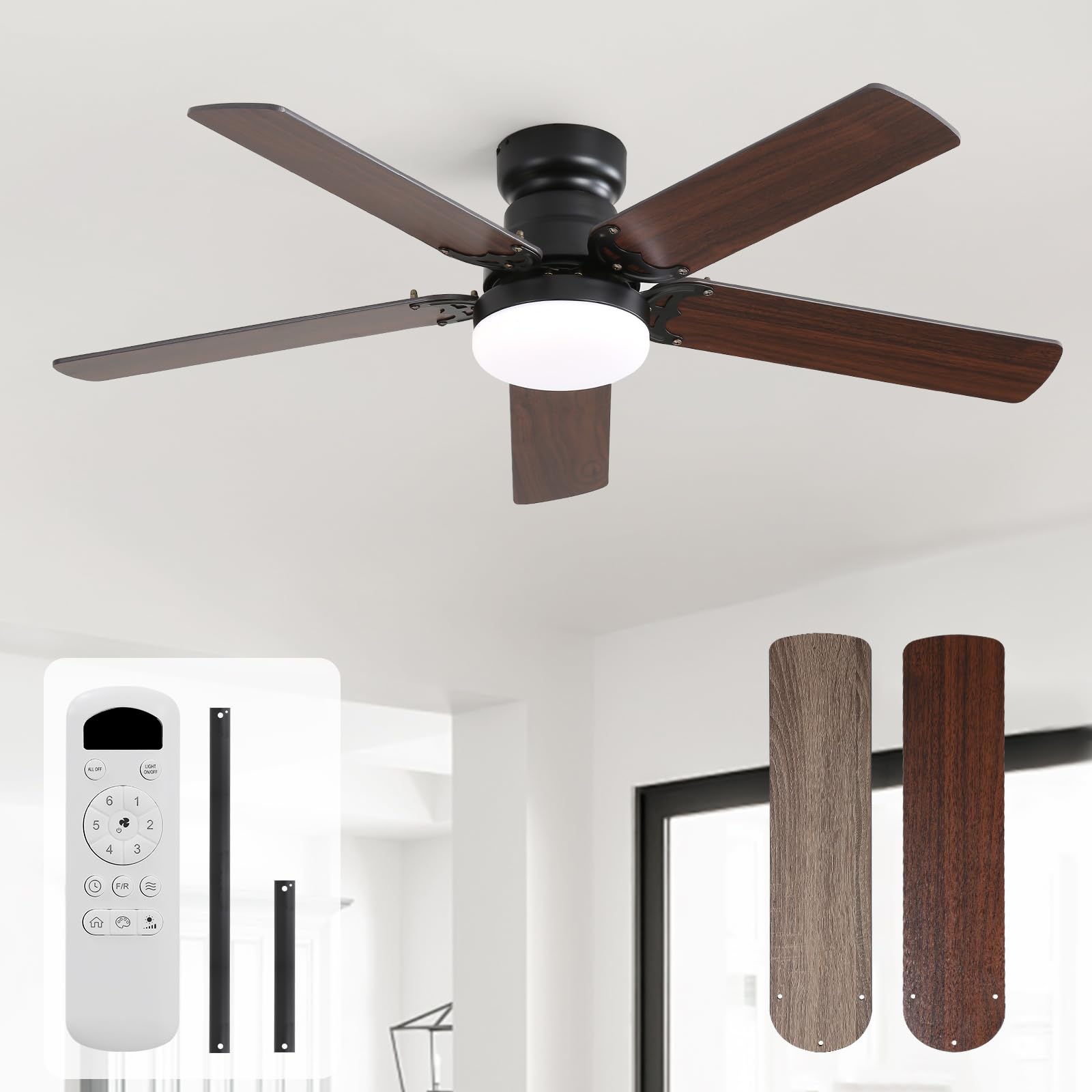 Sofucor 107 cm Ventilateur Plafond avec Lumière et Télécommande