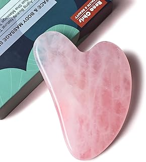 Rena Chris Gua Sha Facial Tools, Natural Pink Crystal Guasha Board for SPA Acupuncture Therapy Trigger Point Treatment, Gua Sha Scraping Massage Tool (Pink)