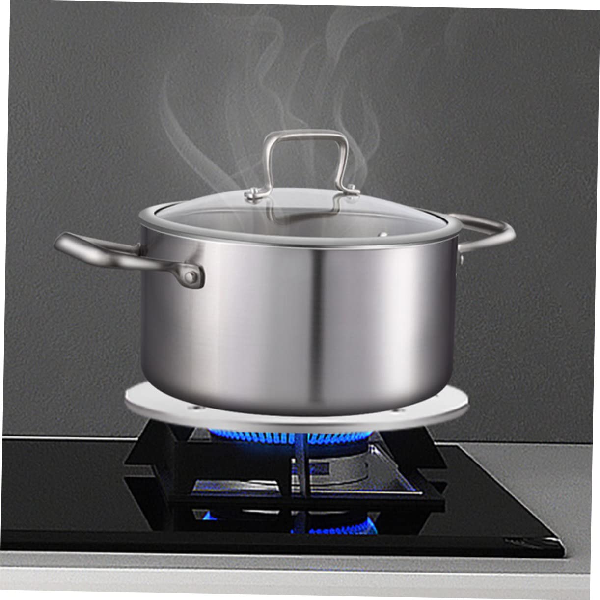 Piastra di induzione Diffusore di Calore Adattatore in Acciaio Inox 30 Cm Manico per a Gas ed Elettrici Distribuzione Uniforme Sbrinamento Utensile da Cucina