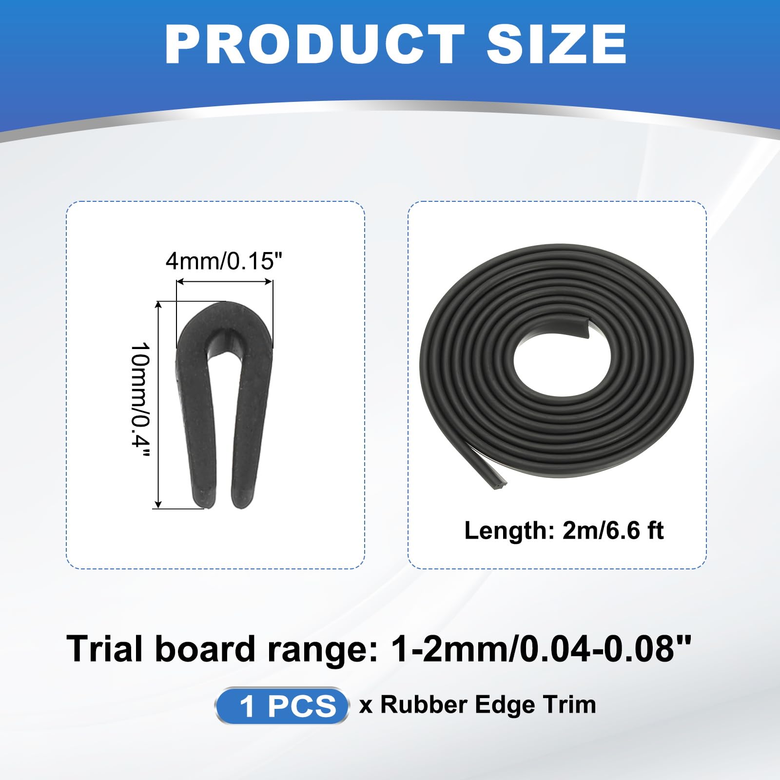 PATIKIL 2mm Rubber Edge Trim, 2 Meter Edge Protector U Channel Edge Trim for Sharp Edge Sheet Metal, Car Doors, Hatches - Image 2