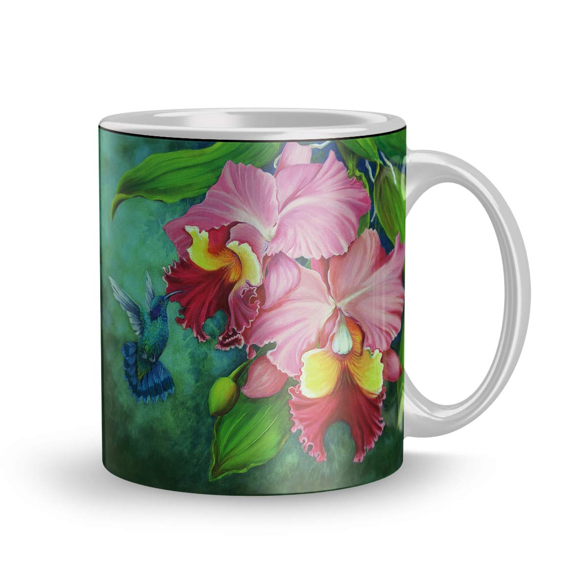 THE NK Store Flower and Birds Painting Colorful Design Ceramic Printed Coffee and Tea Mug 320ml Multicolor