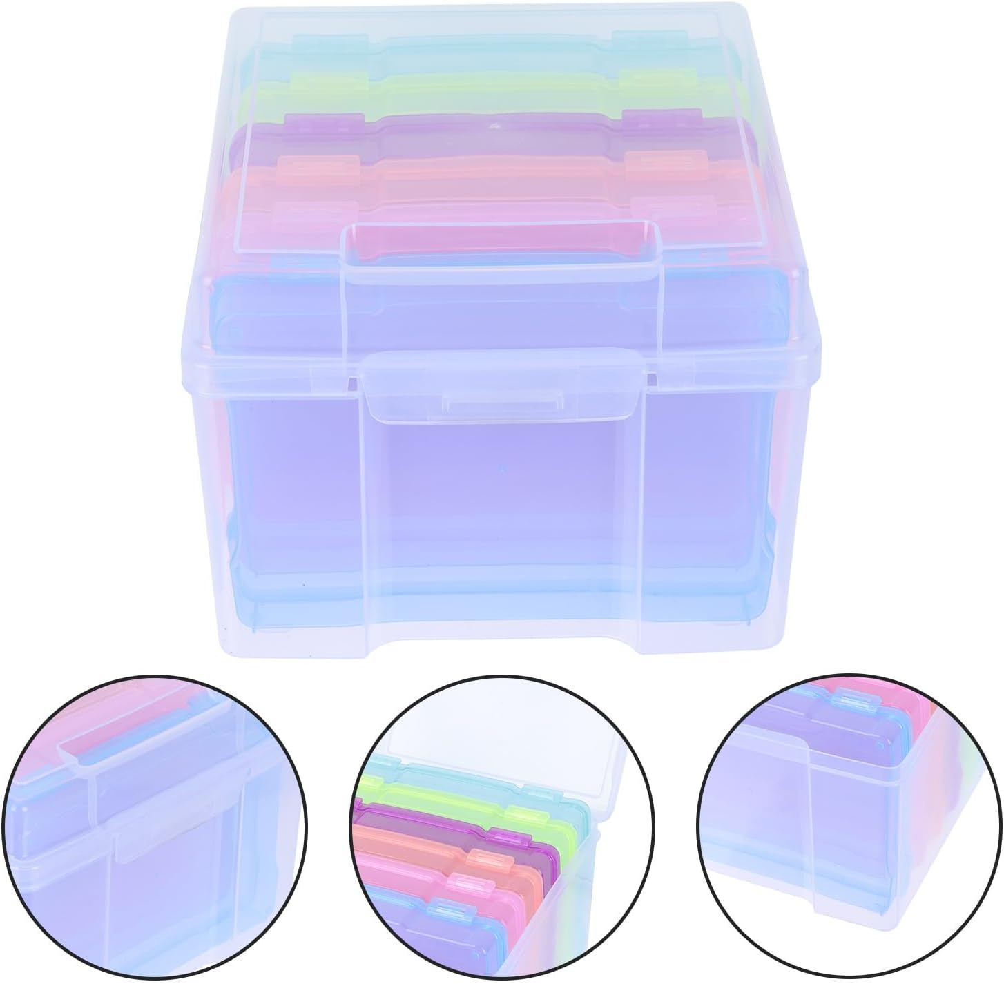 Practical Photo Organizer Box with 5X7 Inch Storage Case for Photos and Postcards, Multi-Color Picture Container Suitable for Home and Office Archival Storage