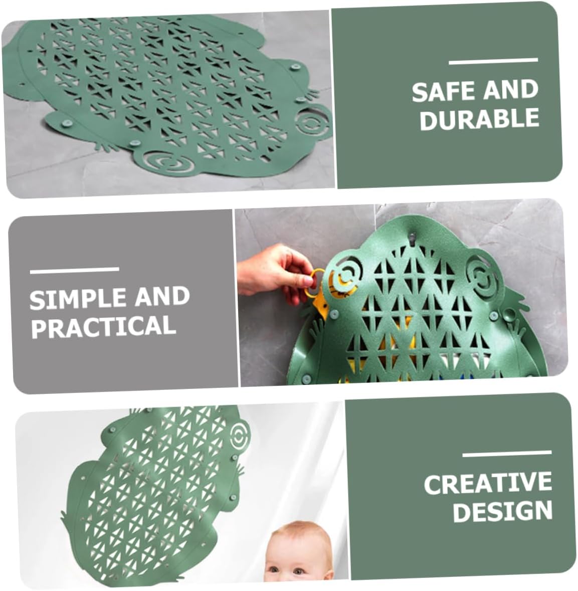 Frog-Shaped Bath Tub Mat Kids Bathtub Suction Pad Cartoon Bath Mat for Shower Anti-Slip Bathing Toy PVC Material Family-Friendly Design
