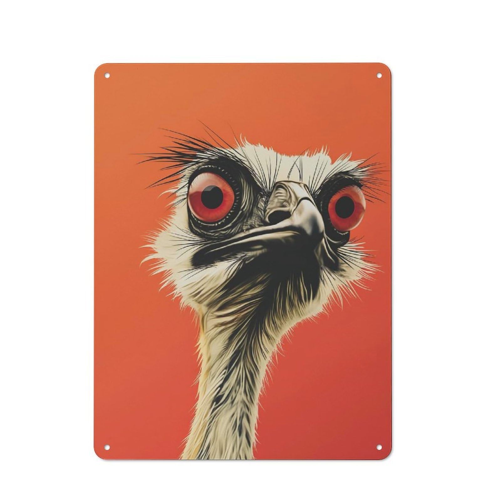Junmoney Ostrich Portrait Animal Retro Metal Sign 40X30cm Featuring For Bar Or Restaurant, For Bar Decor Enthusiasts