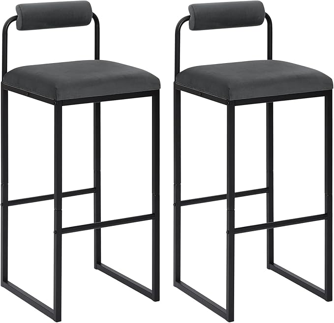 WOLTU Set of 2 Bar Stools with Footrest, Breakfast Stools with Backrest