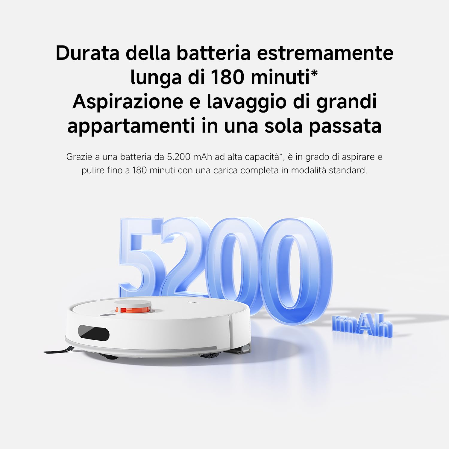 XIAOMI Robot Vacuum H40, Aspirapolvere e Lavapavimenti all-in-one, Potenza di Aspirazione 10.000Pa, Mappatura ad alta precisione con LDS, Ideale per Tappeti a Pelo Corto e Pavimenti Duri