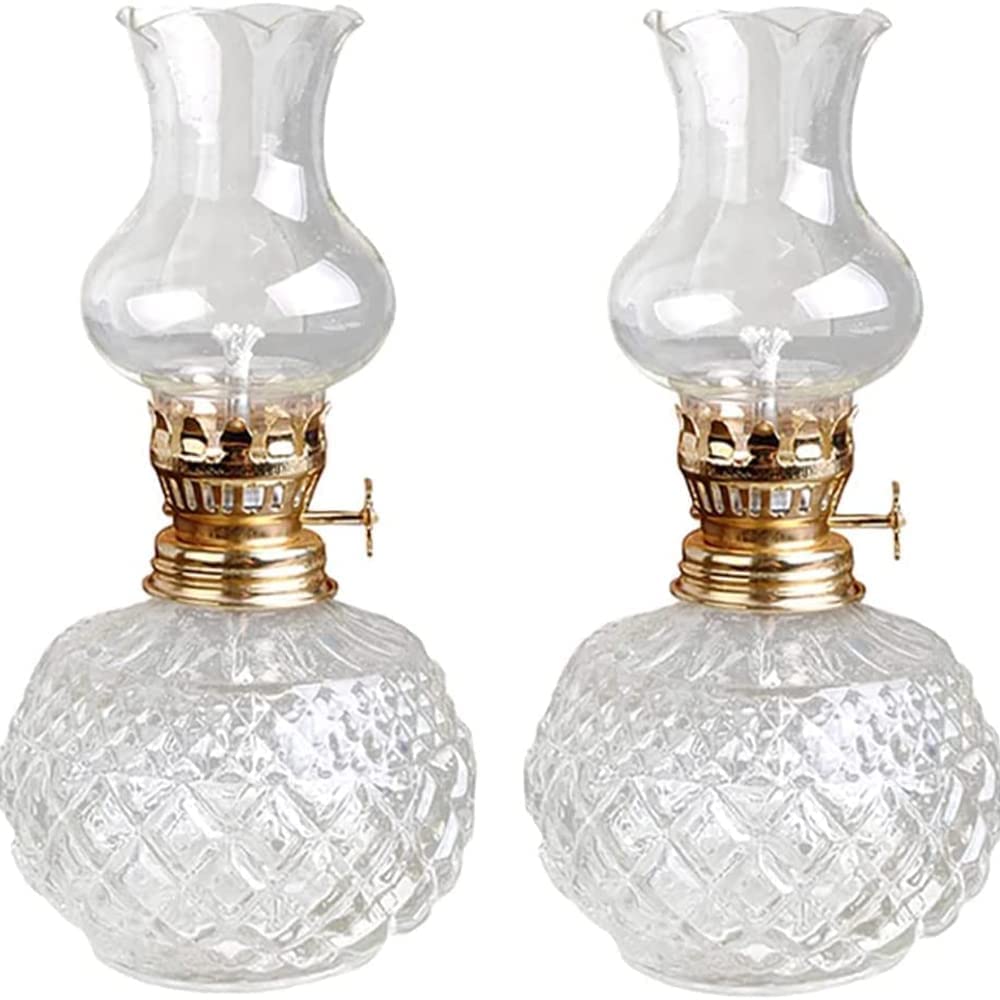 Kerosene Lamps, Paraffin Lamp w/Adjustable Fire Wick Tabletop Decor Lighting Patio Decoration(2PCS)