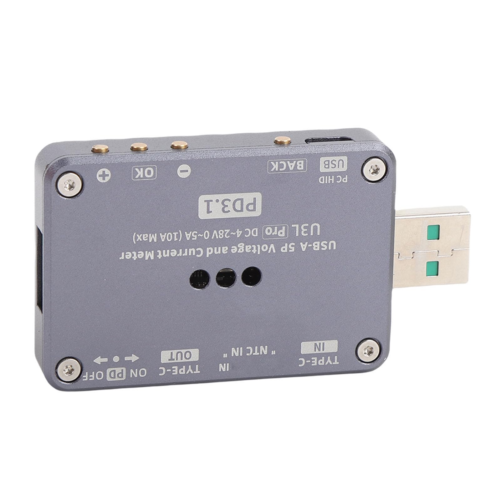 1,77-Zoll-Leistungsmultimeter und Tester mit Aluminiumlegierungsgehäuse, 4–28 V, 5 A Messbereich, kompatibel mit den Standards USB PD 3.1, EPR, AVS, TBT4 und USB4
