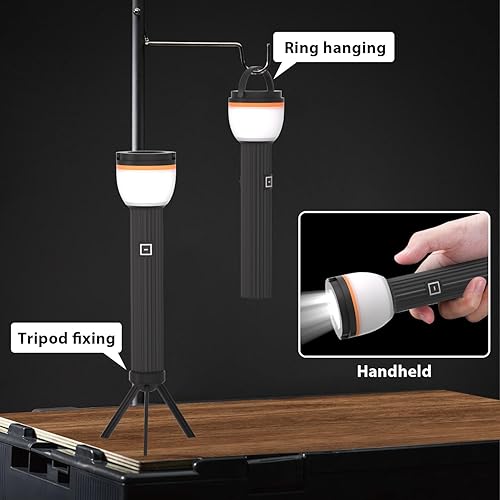 Miniatura 6 de Sunzone Linterna recargable y linterna de campamento, paquete de 2, Hign Lumens 4 modos de iluminación, reflector portátil para campamento al aire