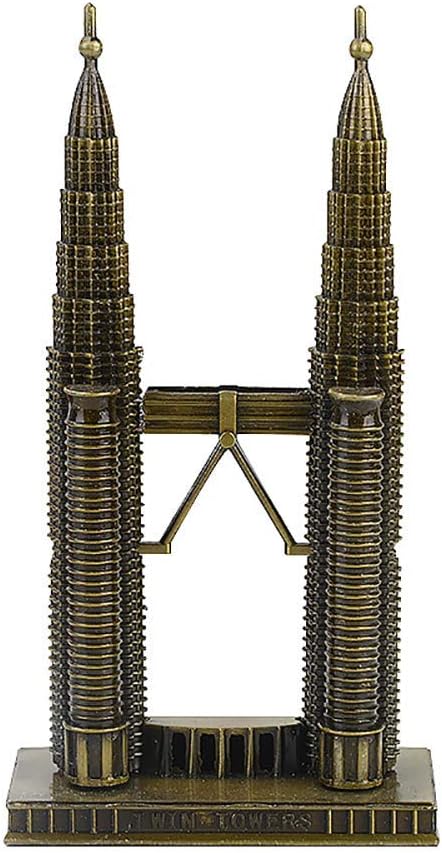 World Famous Malaysia Petronas Twin Towers Architecture Model Bronze Metal Statues Kuala Lumpur Landmark Building Tourist Souvenirs Gifts Collectible Figurines Sculptures