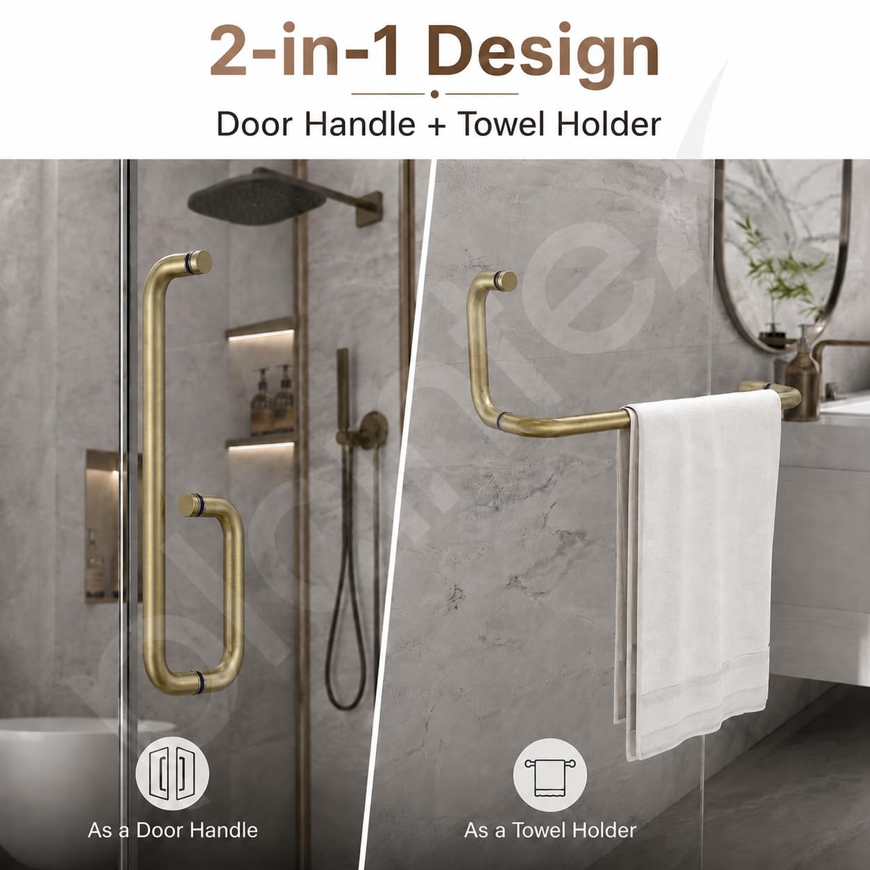 Plantex Stainless Steel Towel Bar Combination/Shower Door Handle/Towel Holder for Glass Shower Door and Bath Door Pull Handle - Pack of 1 (Brass Antique) — Amazon image 5