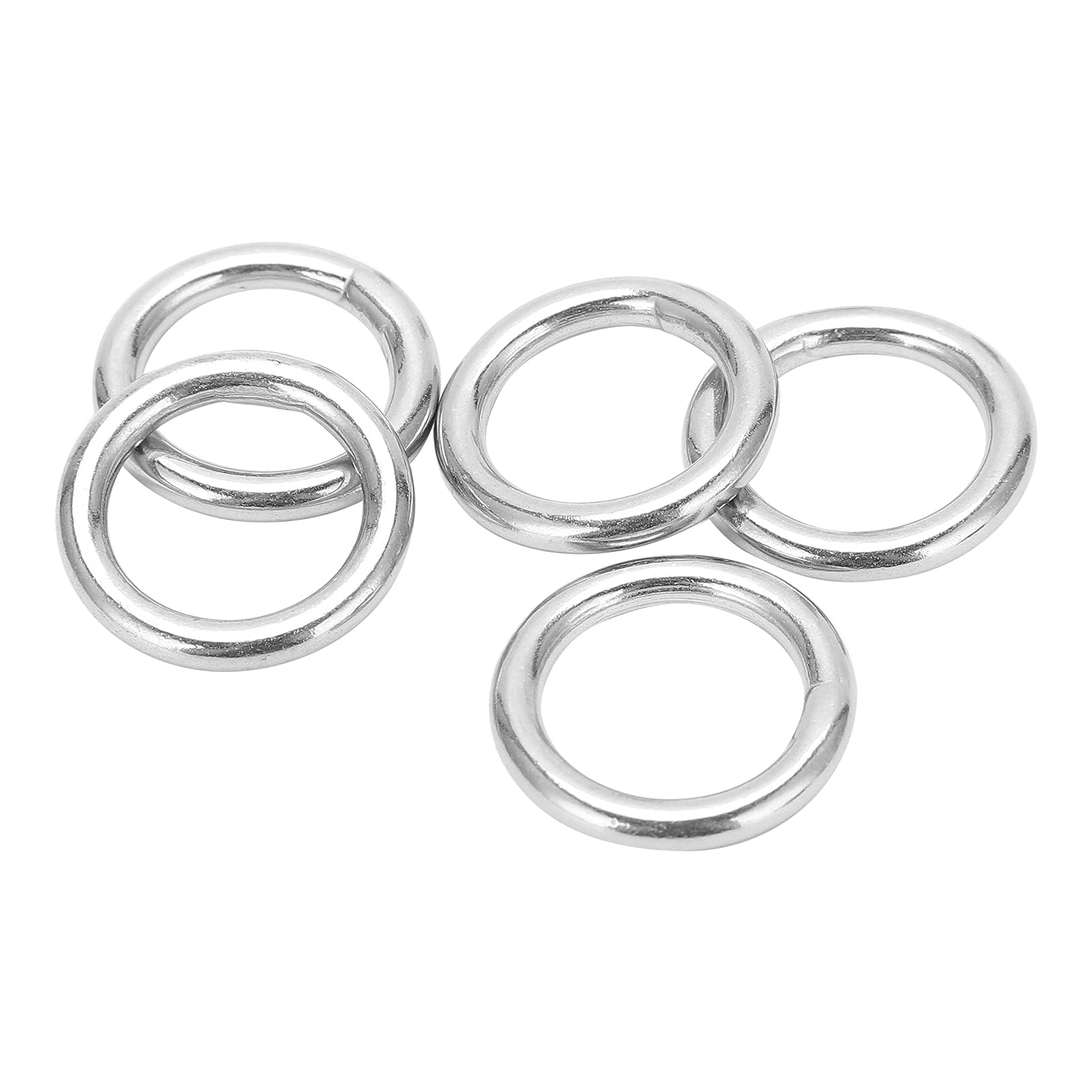 Alomejor 5 Anillos Redondos De Acero Inoxidable, Junta Tórica Soldada con Autógena Suave para Cinturón De Camping, Correas para Perros, Hardware