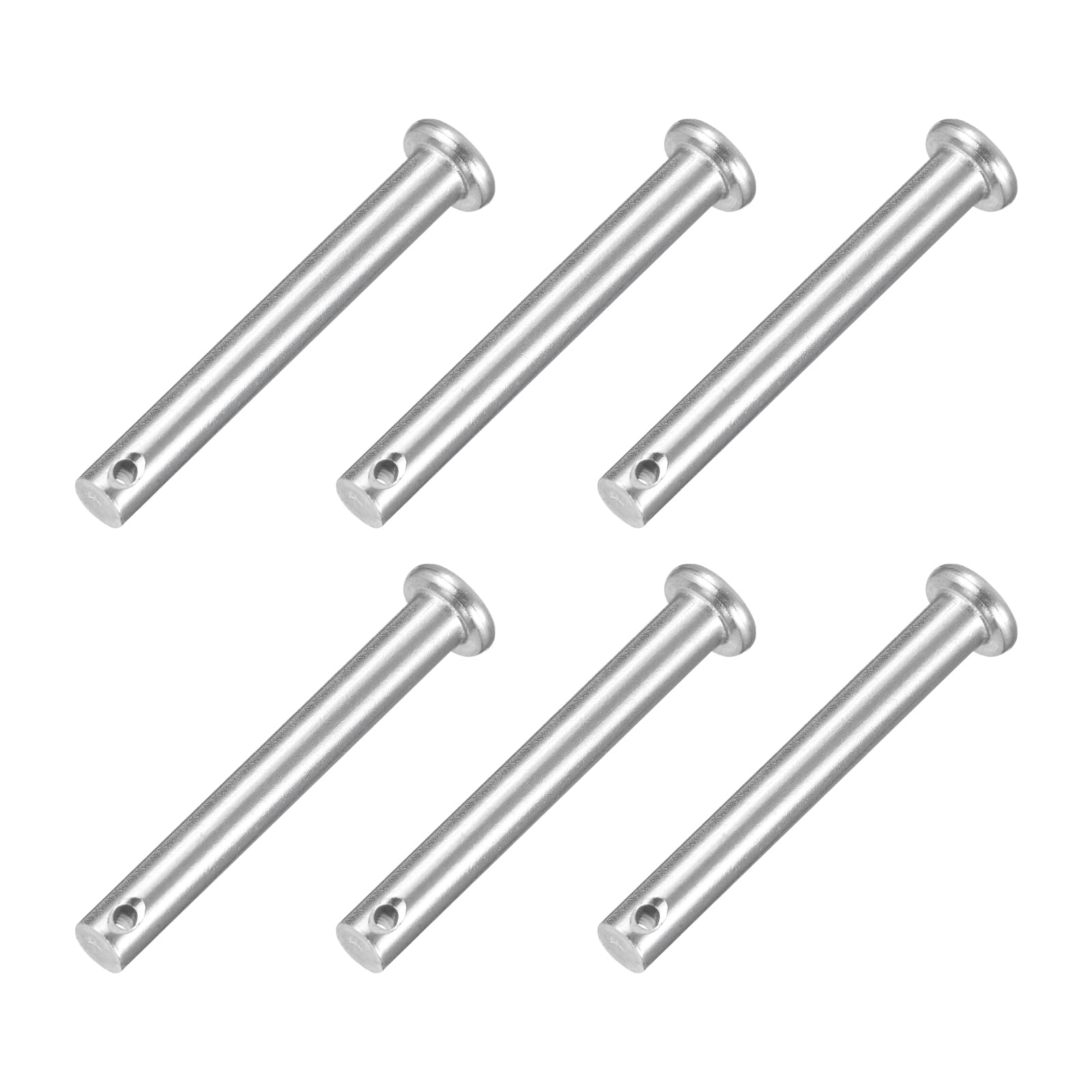 sourcing map 6Pcs M6 x 45mmSingle Hole Clevis Pins, 304 Stainless Steel Flat Head Clevis Pins Hitch Pin for Trailer Latch, Mechanics Repair, Furniture Installation, Industrial Equipment